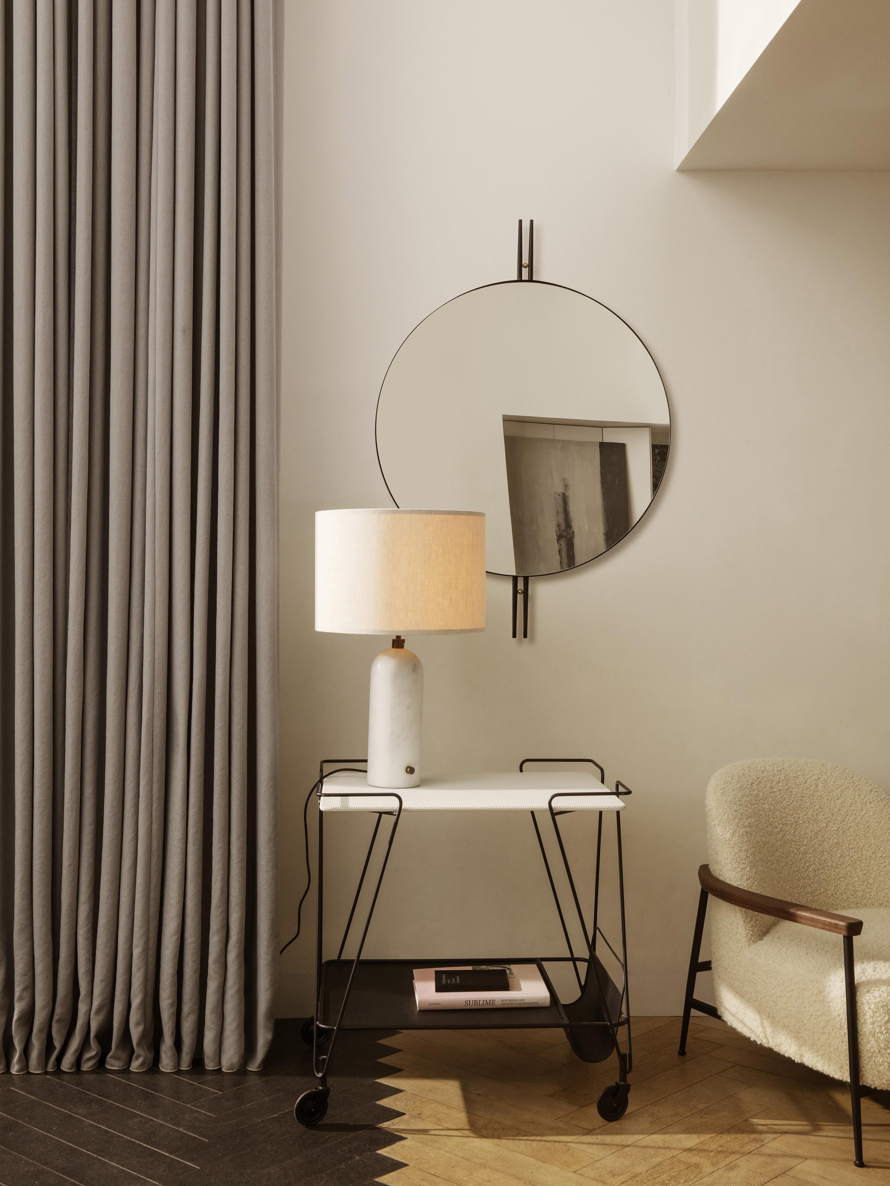Grande lampe à poser avec pied en marbre Mori - Beige clair, blanc marbré