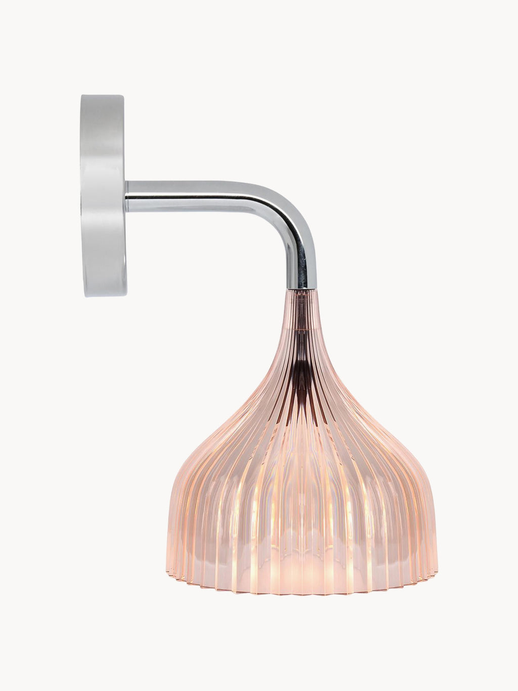Applique murale LED E' - Rose pâle, transparent, argenté