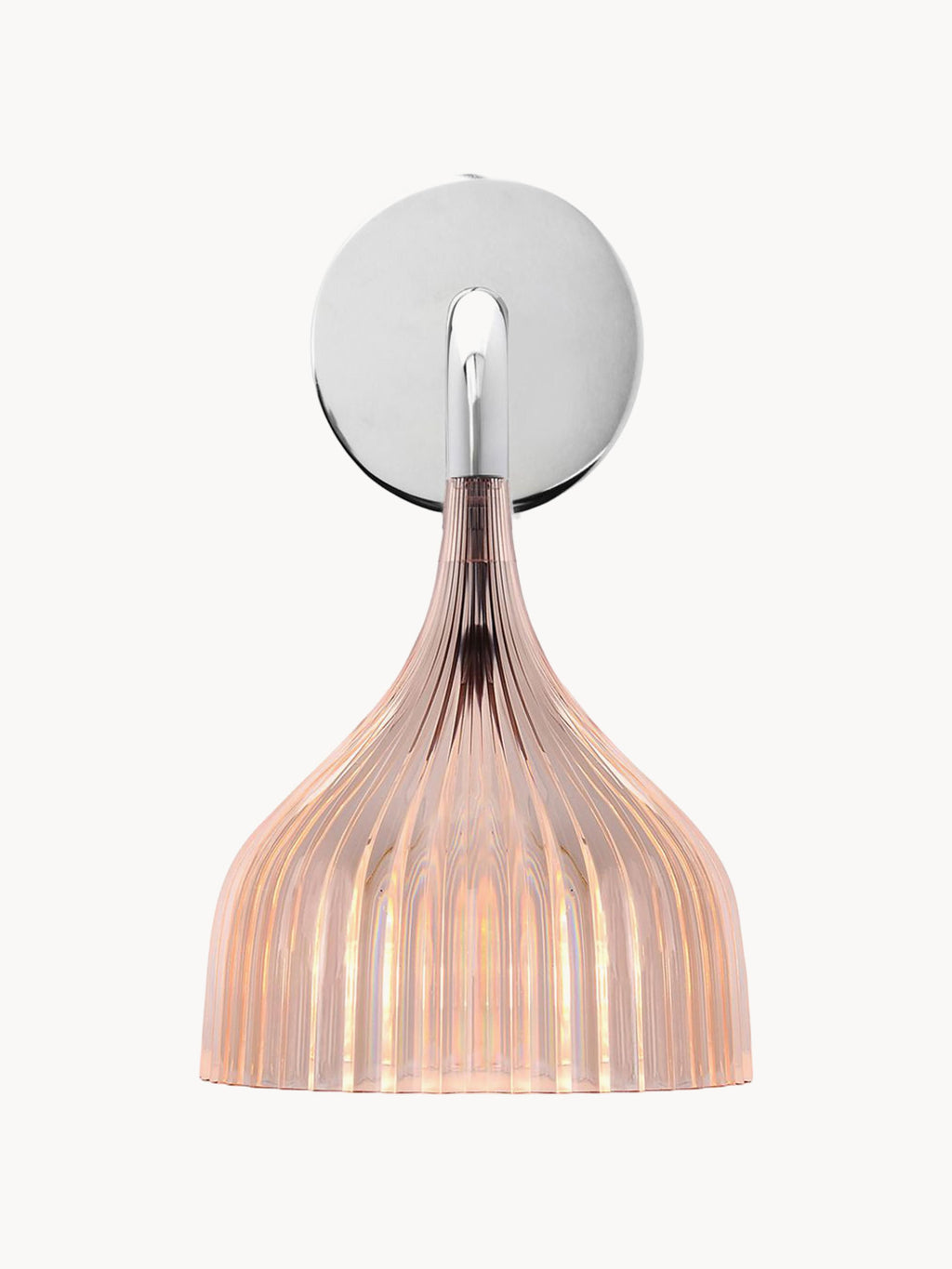 Applique murale LED E' - Rose pâle, transparent, argenté
