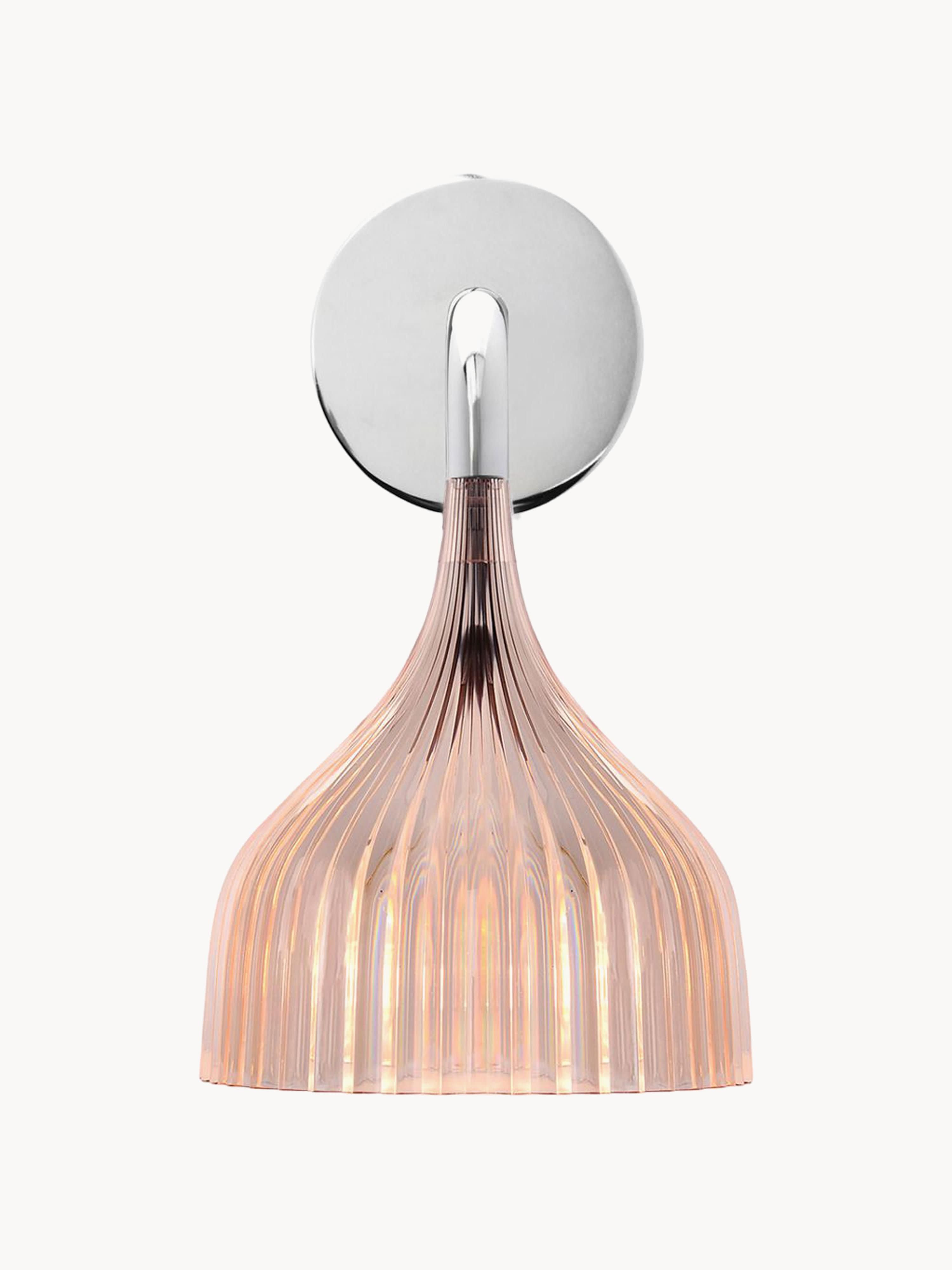 Applique murale LED E' - Rose pâle, transparent, argenté