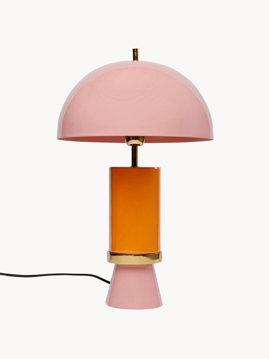 Grande lampe à poser artisanale Buckley - Vieux rose, orange, doré