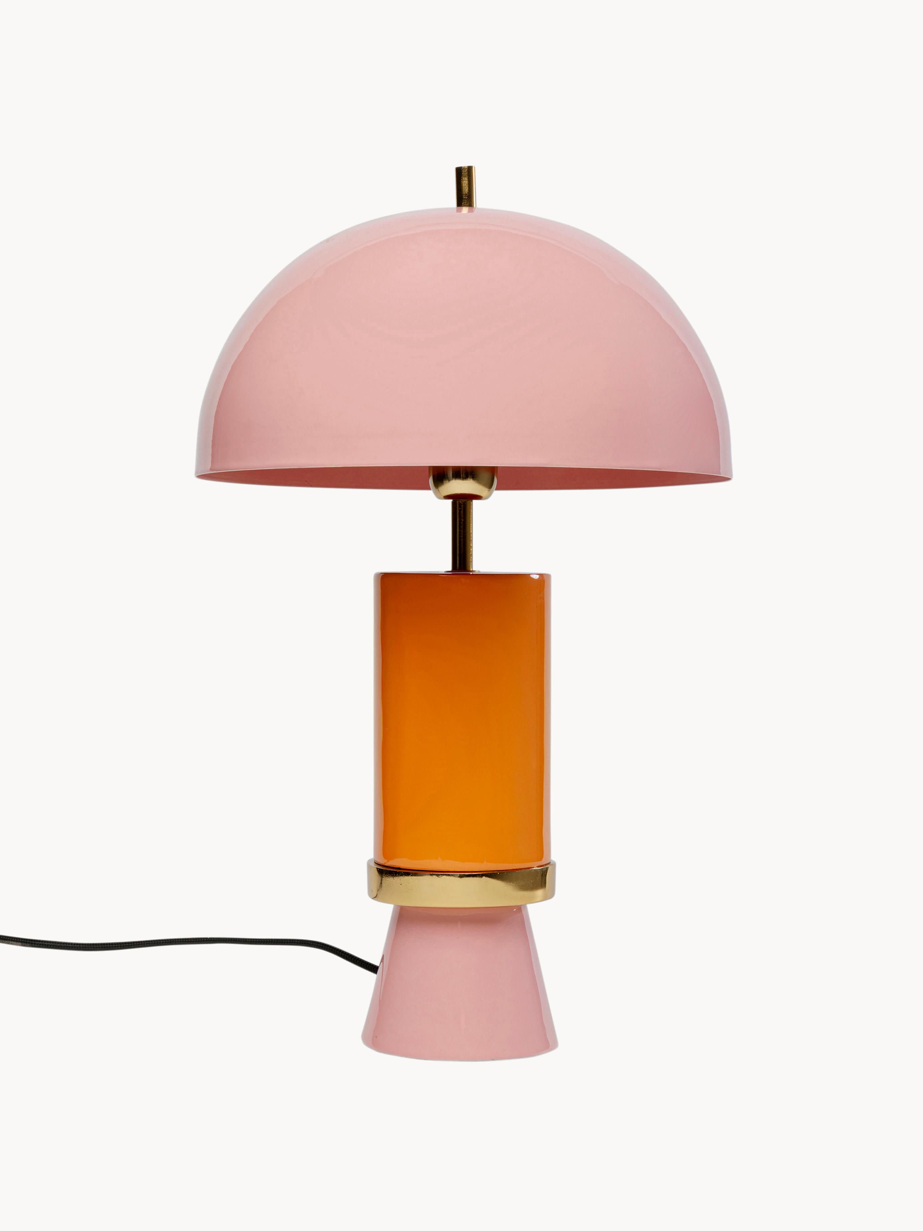 Grande lampe à poser artisanale Buckley - Vieux rose, orange, doré