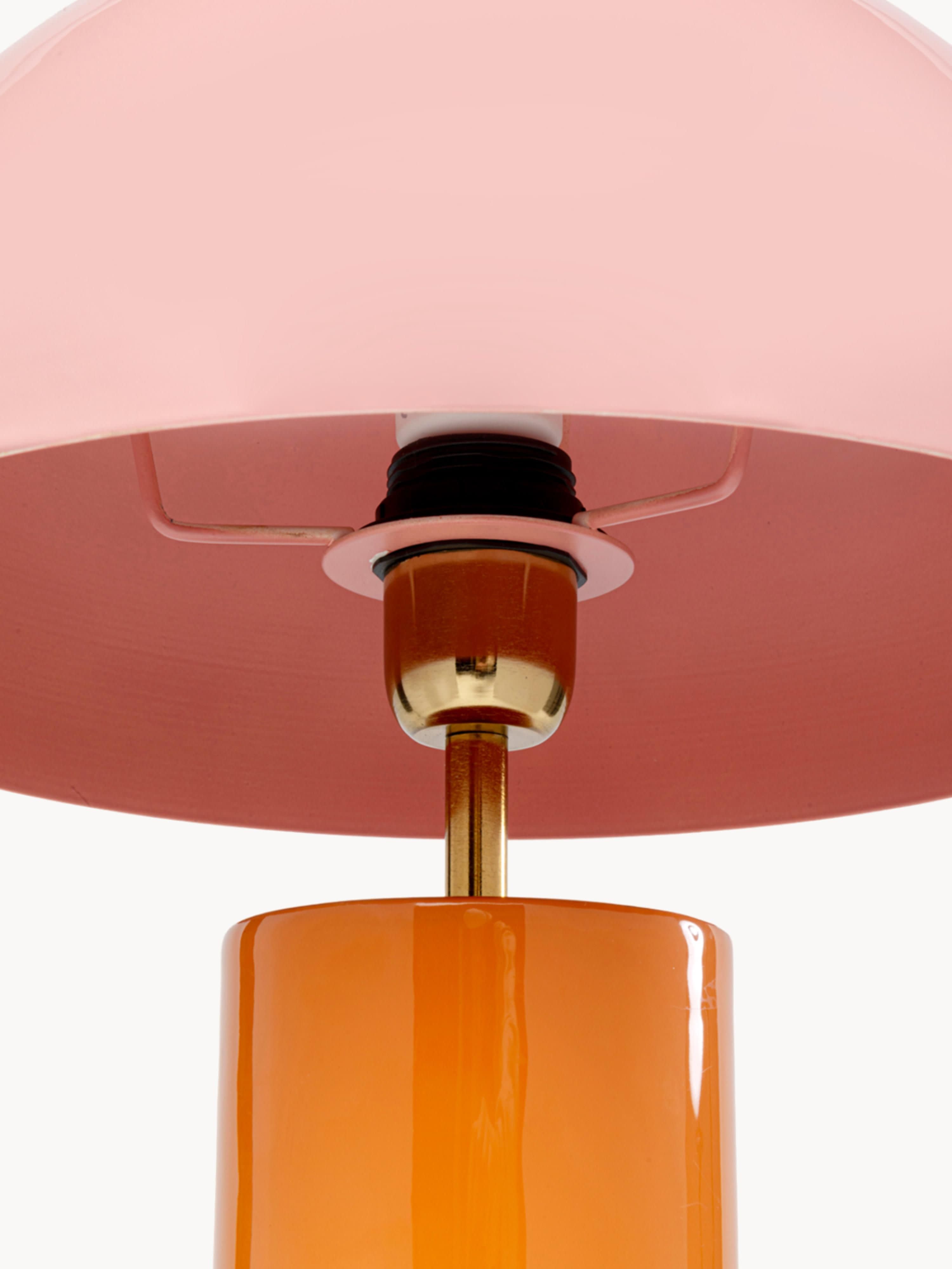 Grande lampe à poser artisanale Buckley - Vieux rose, orange, doré