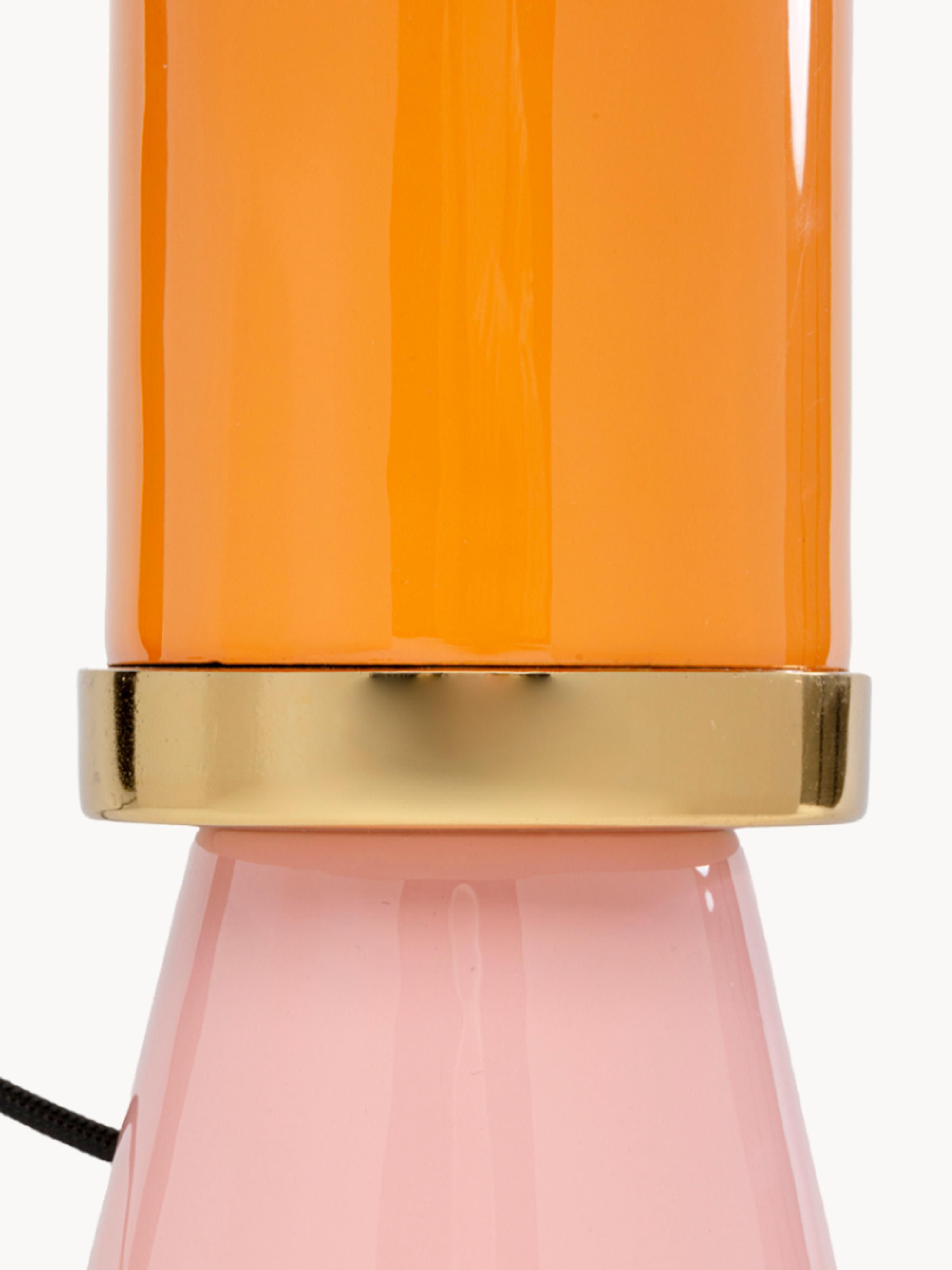 Grande lampe à poser artisanale Buckley - Vieux rose, orange, doré