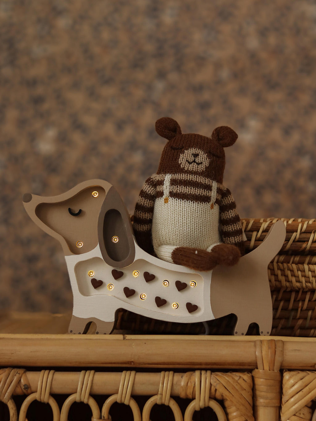 Veilleuse LED avec minuterie et télécommande Alfons, intensité ajustable - Beige, taupe, blanc