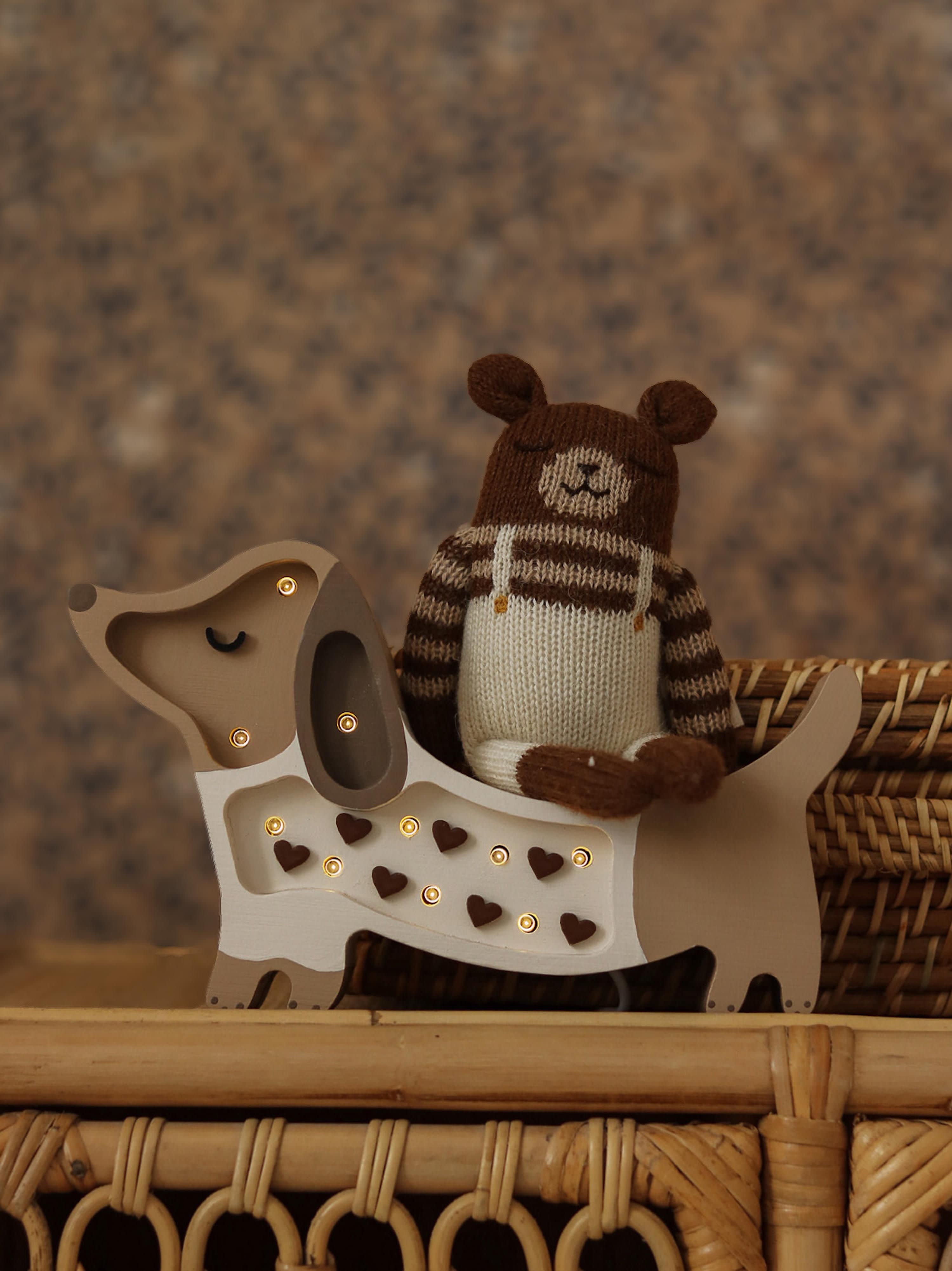 Veilleuse LED avec minuterie et télécommande Alfons, intensité ajustable - Beige, taupe, blanc