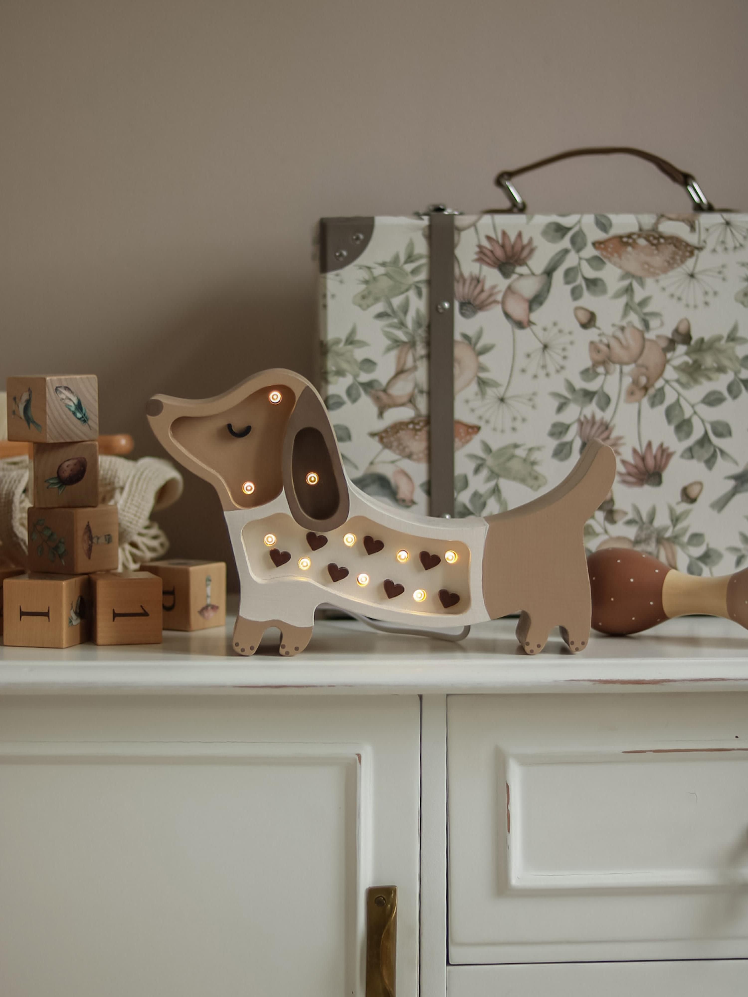 Veilleuse LED avec minuterie et télécommande Alfons, intensité ajustable - Beige, taupe, blanc