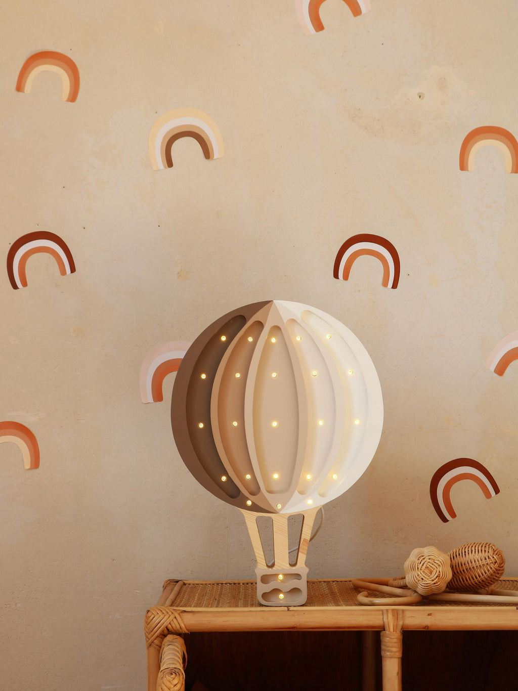 Veilleuse LED avec minuterie et télécommande Owain, intensité ajustable - Taupe, beige clair, blanc