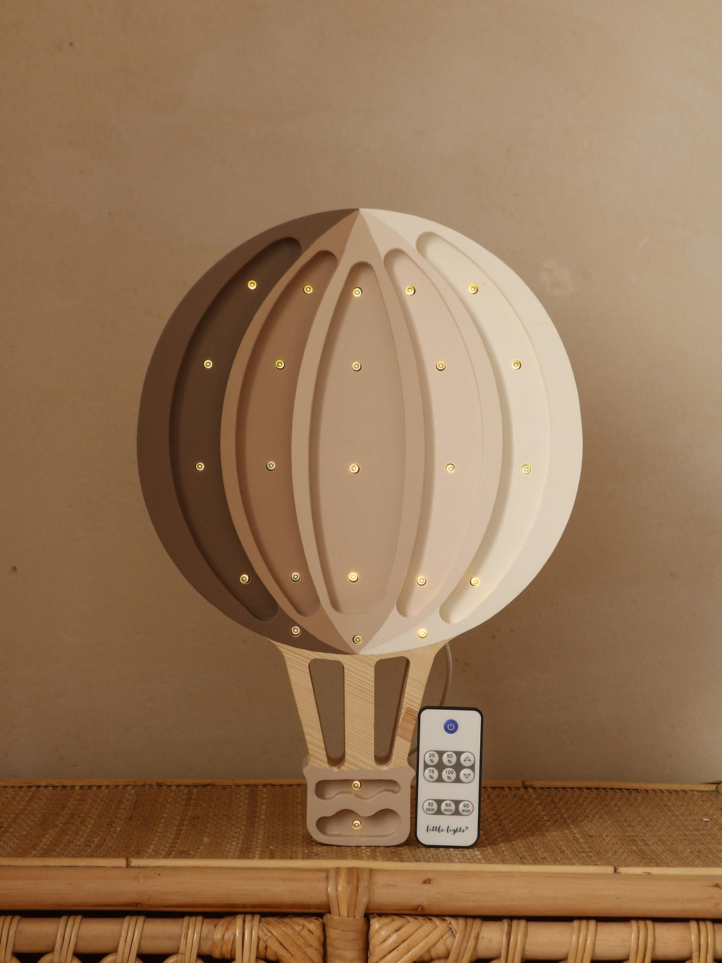 Veilleuse LED avec minuterie et télécommande Owain, intensité ajustable - Taupe, beige clair, blanc