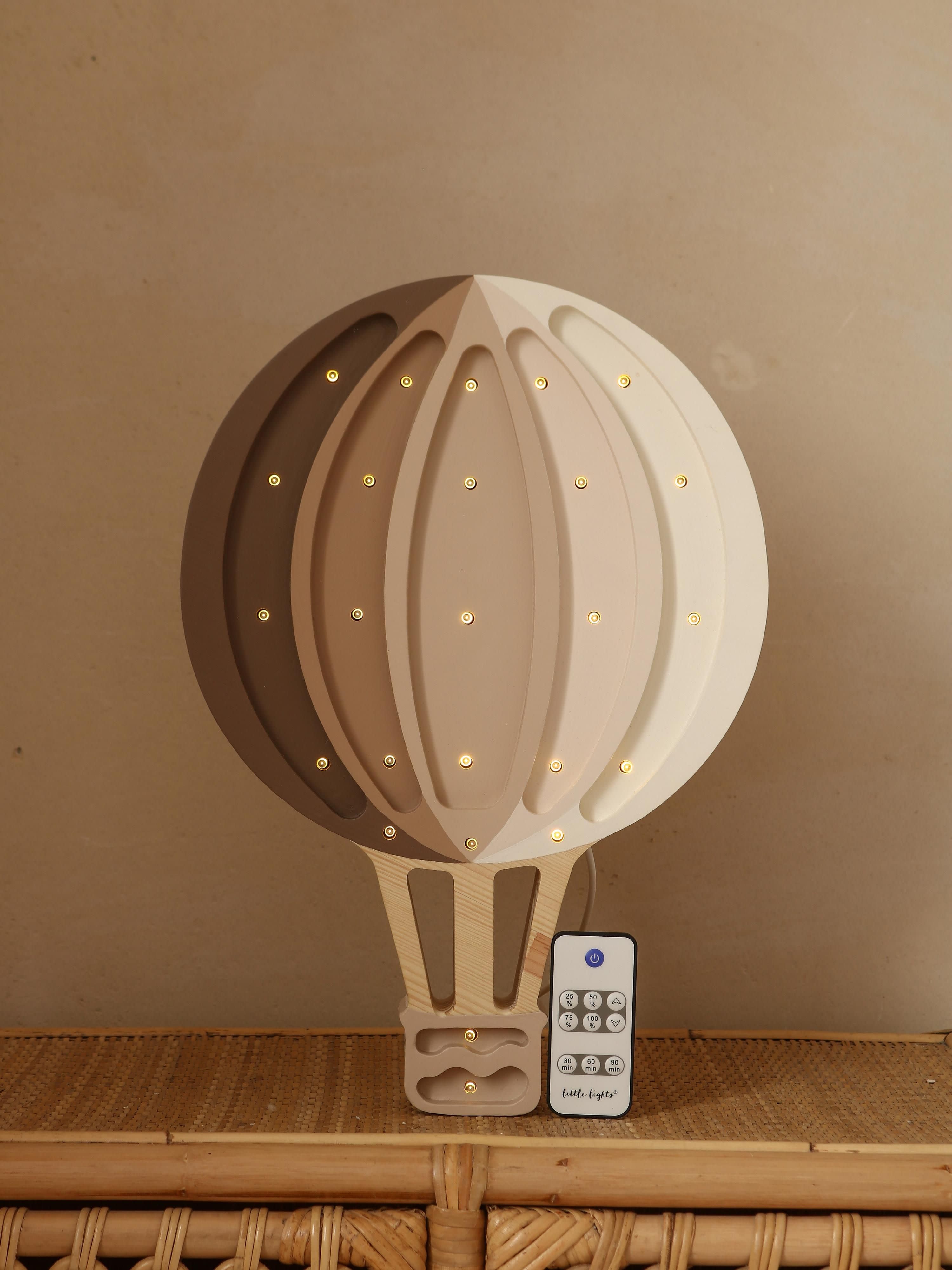Veilleuse LED avec minuterie et télécommande Owain, intensité ajustable - Taupe, beige clair, blanc
