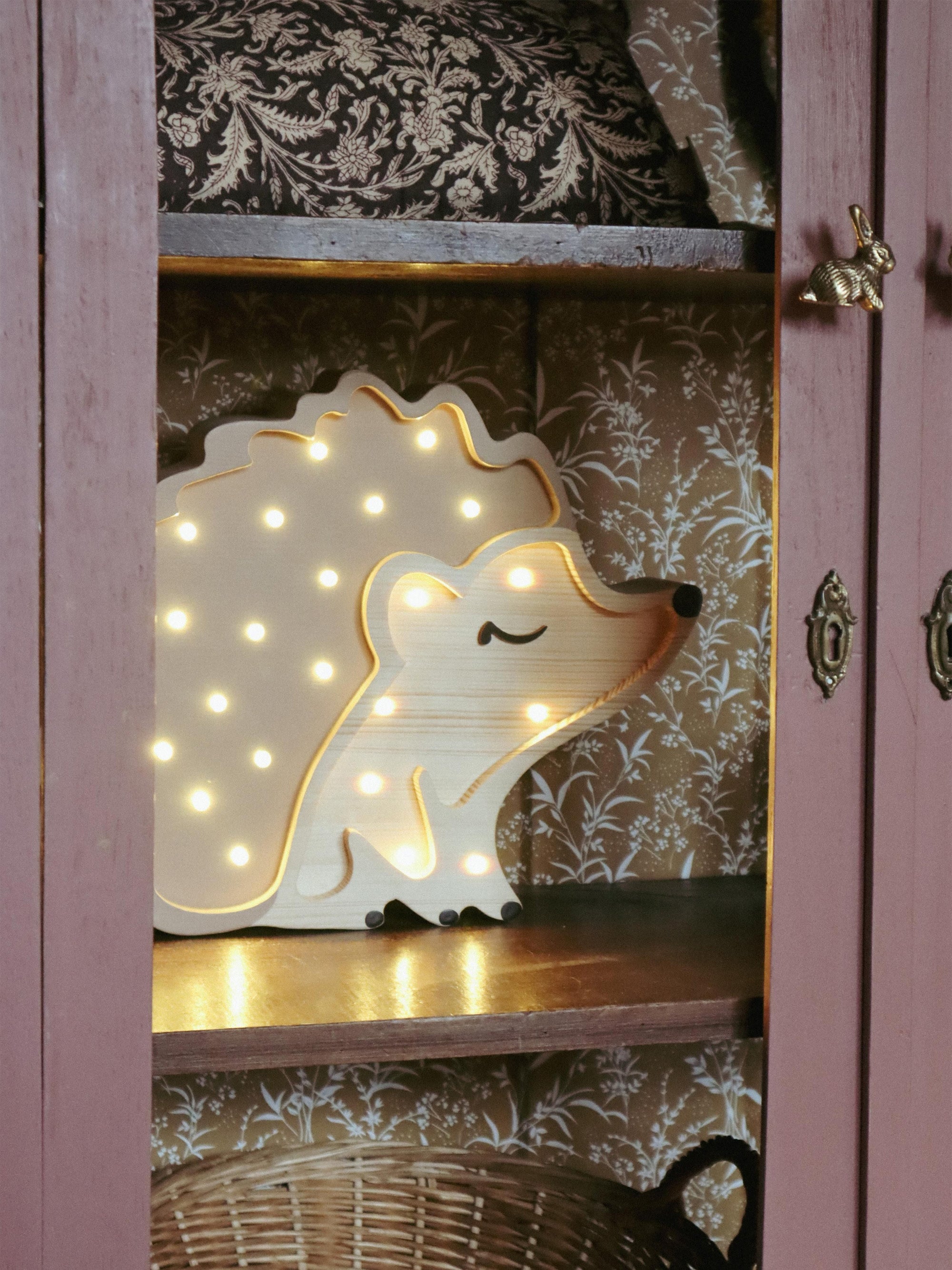 Veilleuse LED avec minuterie et télécommande Arngeir, intensité ajustable - Beige, bois de pin, noir
