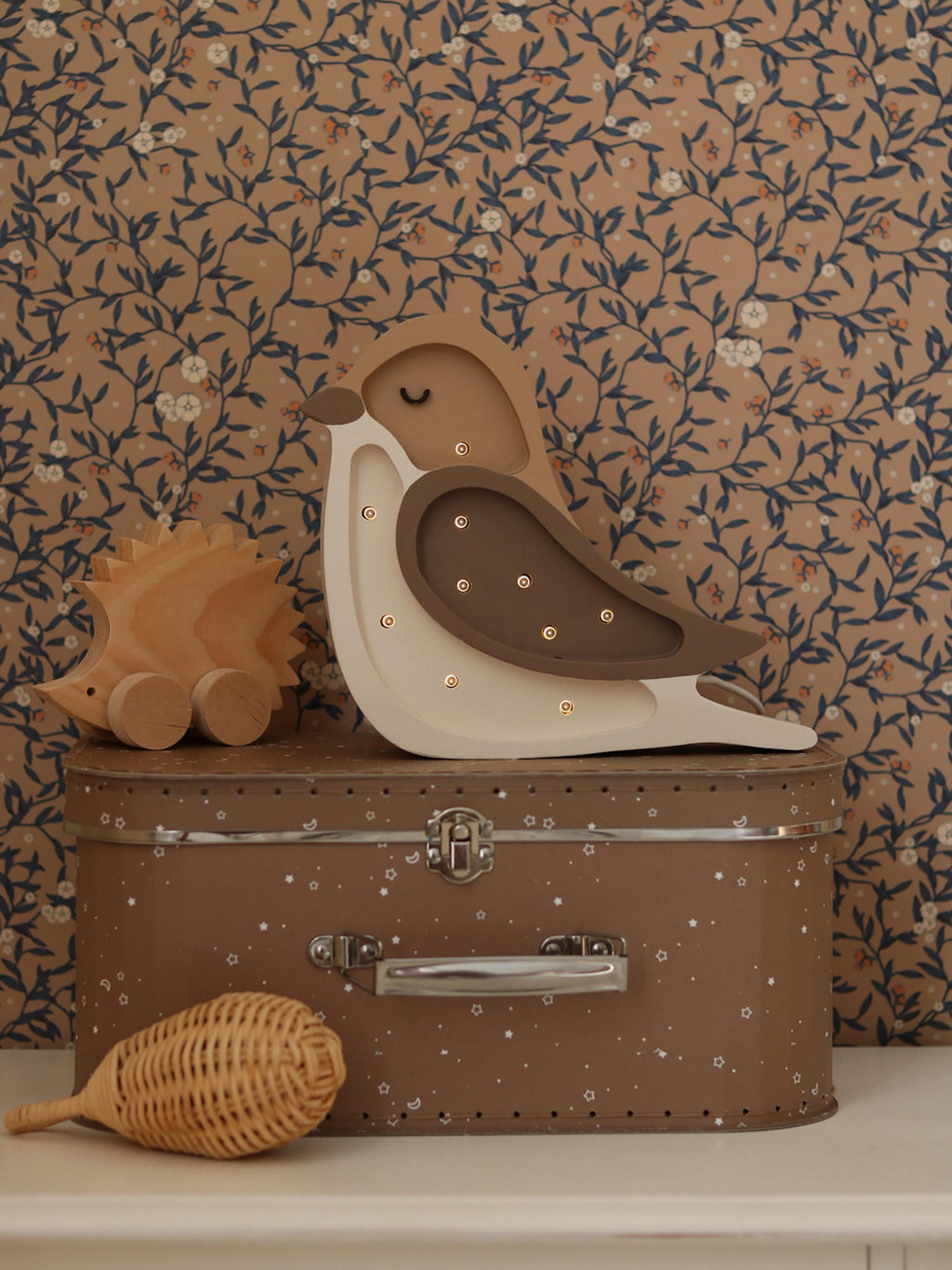 Veilleuse LED avec minuterie et télécommande Mini Halfdan, intensité ajustable - Taupe, beige, blanc