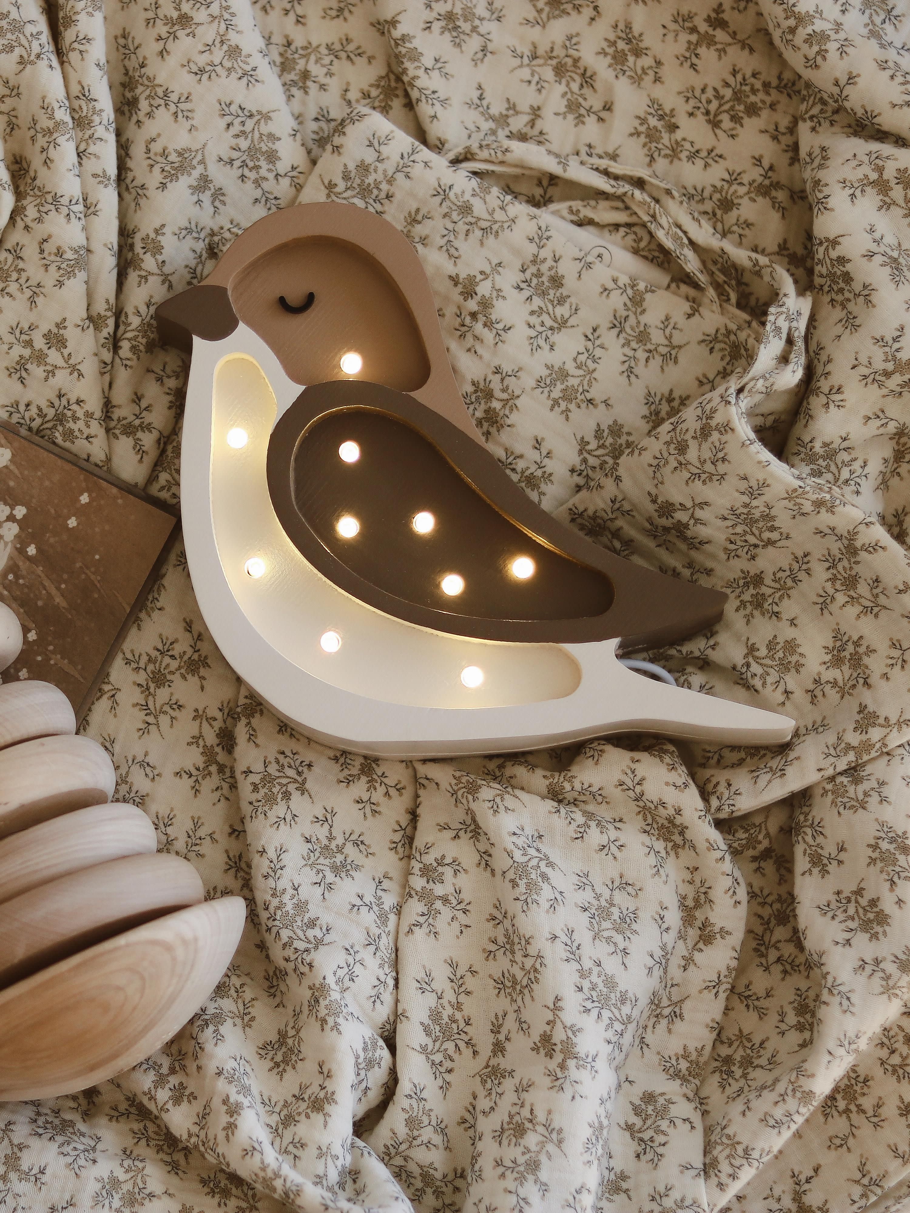 Veilleuse LED avec minuterie et télécommande Mini Halfdan, intensité ajustable - Taupe, beige, blanc