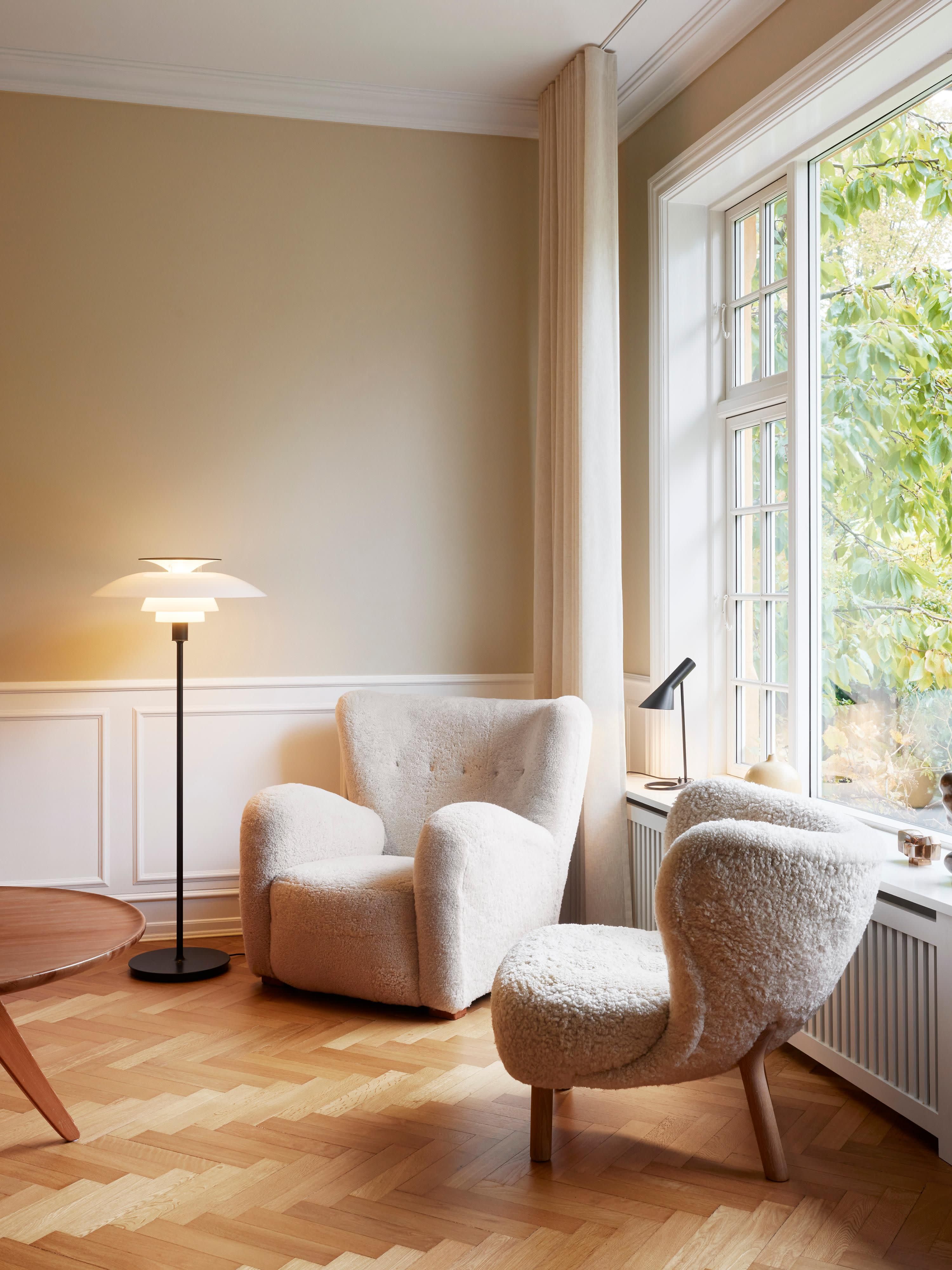 Petit lampadaire Banks, intensité ajustable - Noir, blanc