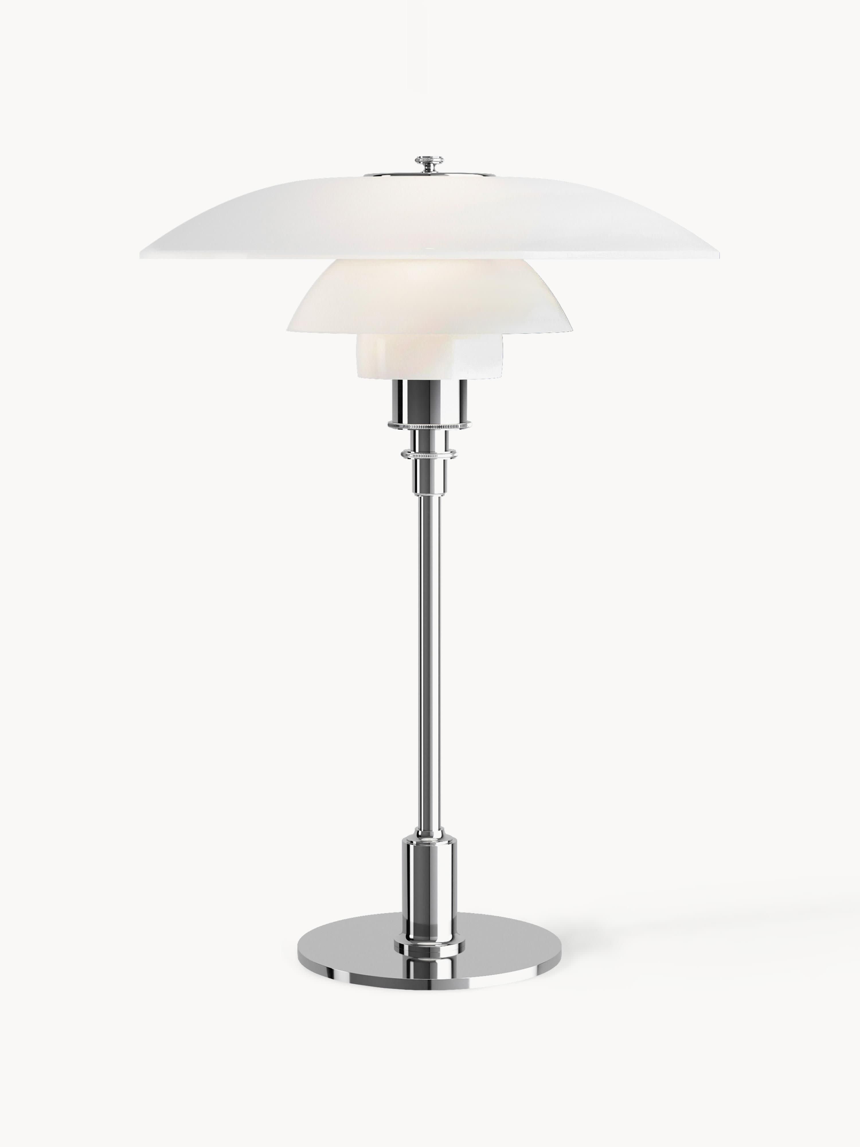 Grande lampe à poser soufflée bouche PH 3½-2½ - Argenté, blanc