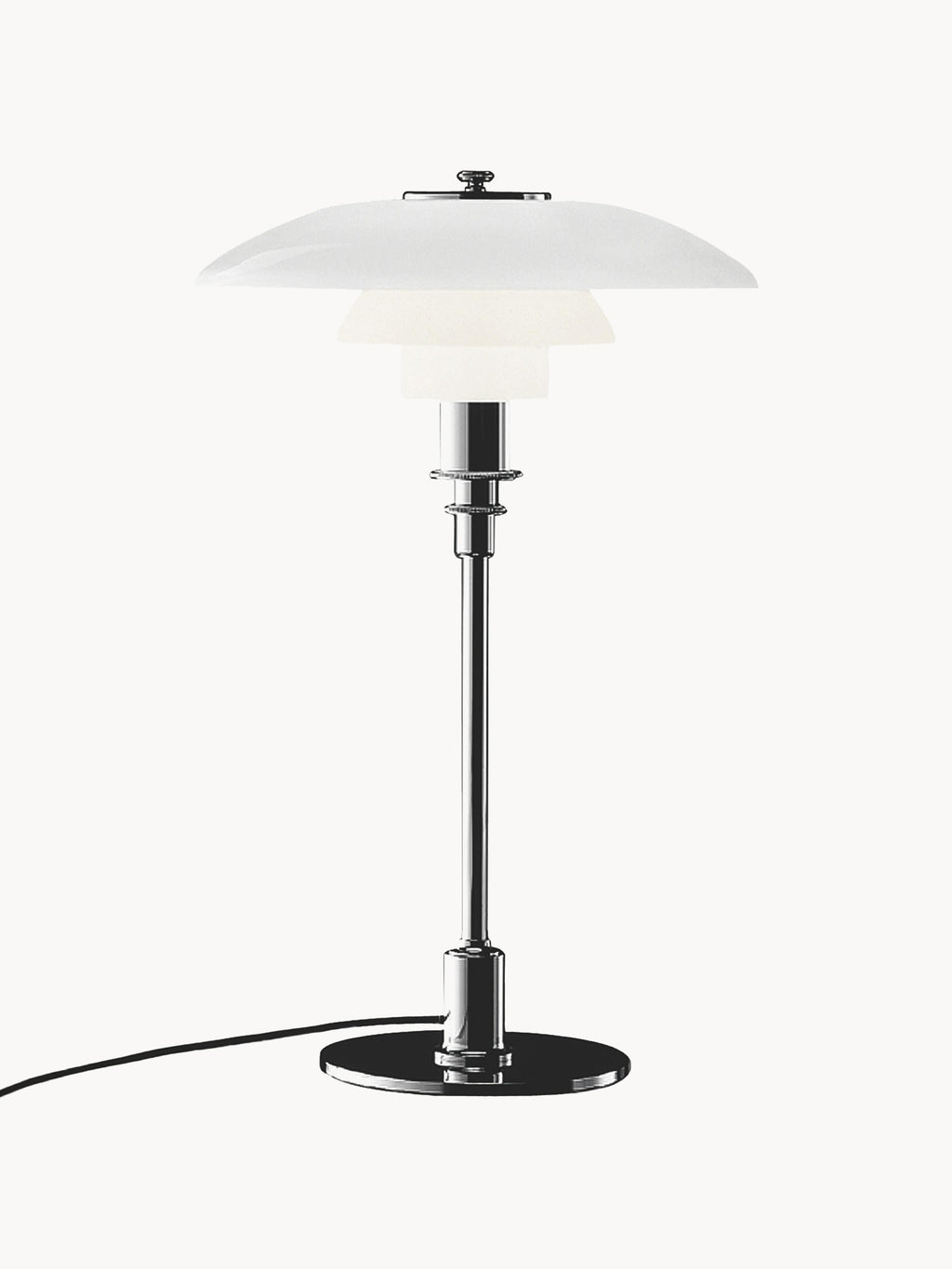 Grande lampe à poser soufflée bouche PH 3/2 - Argenté, blanc
