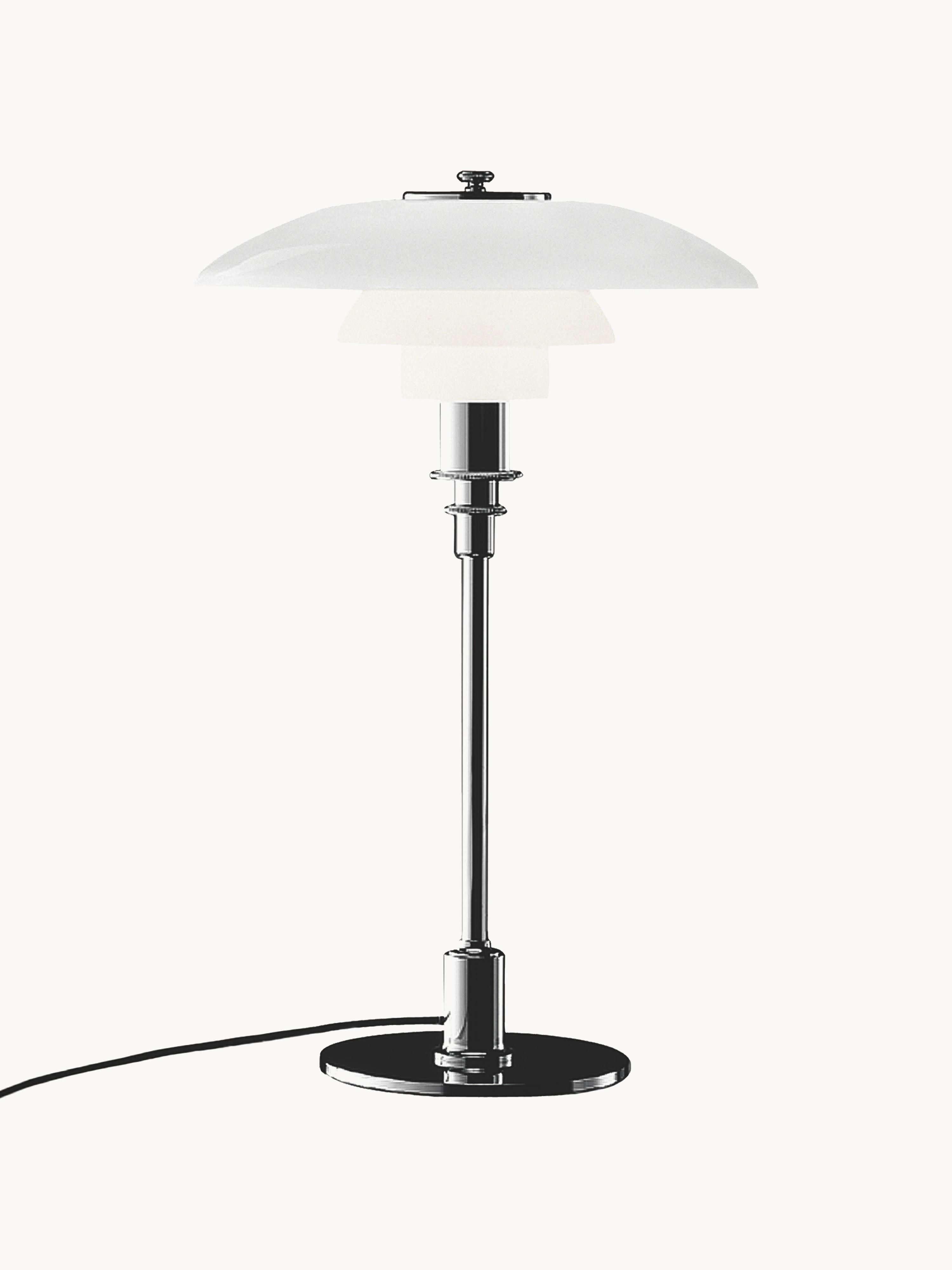 Grande lampe à poser soufflée bouche PH 3/2 - Argenté, blanc
