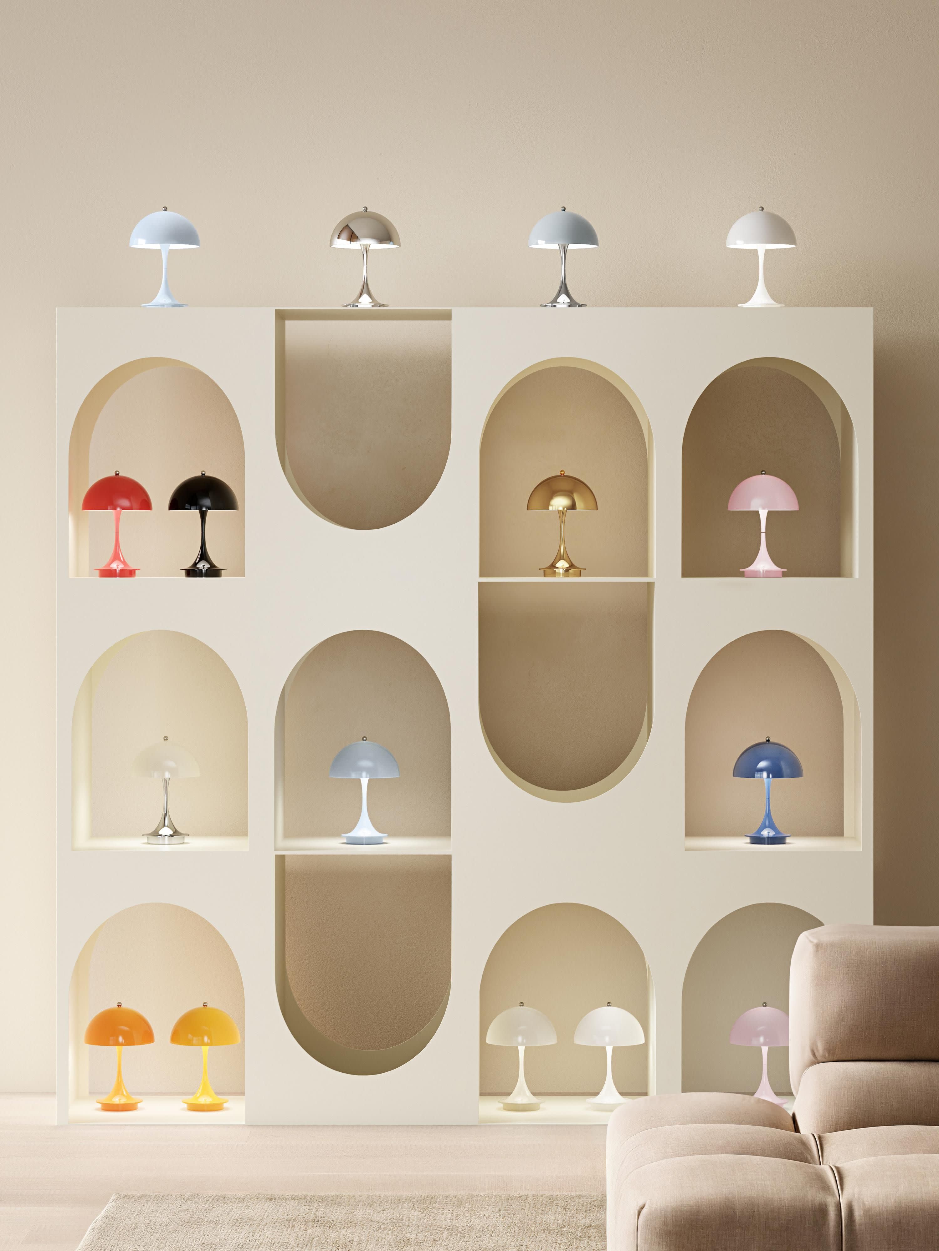 Lampe à poser LED portable à intensité variable Reiulf, design Verner Panton - Blanc, plastique