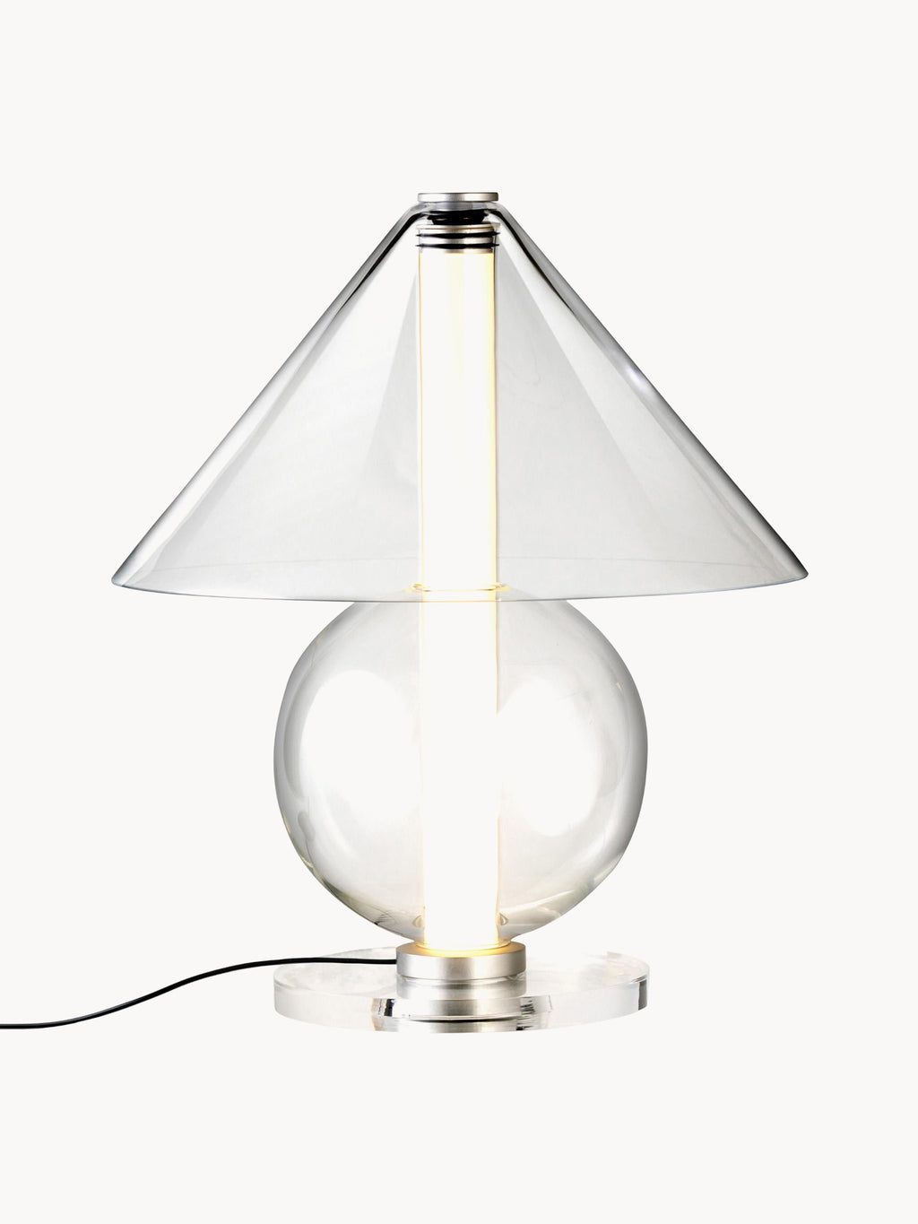 Lampe à poser LED soufflée bouche Damek, intensité ajustable - Transparent, argenté