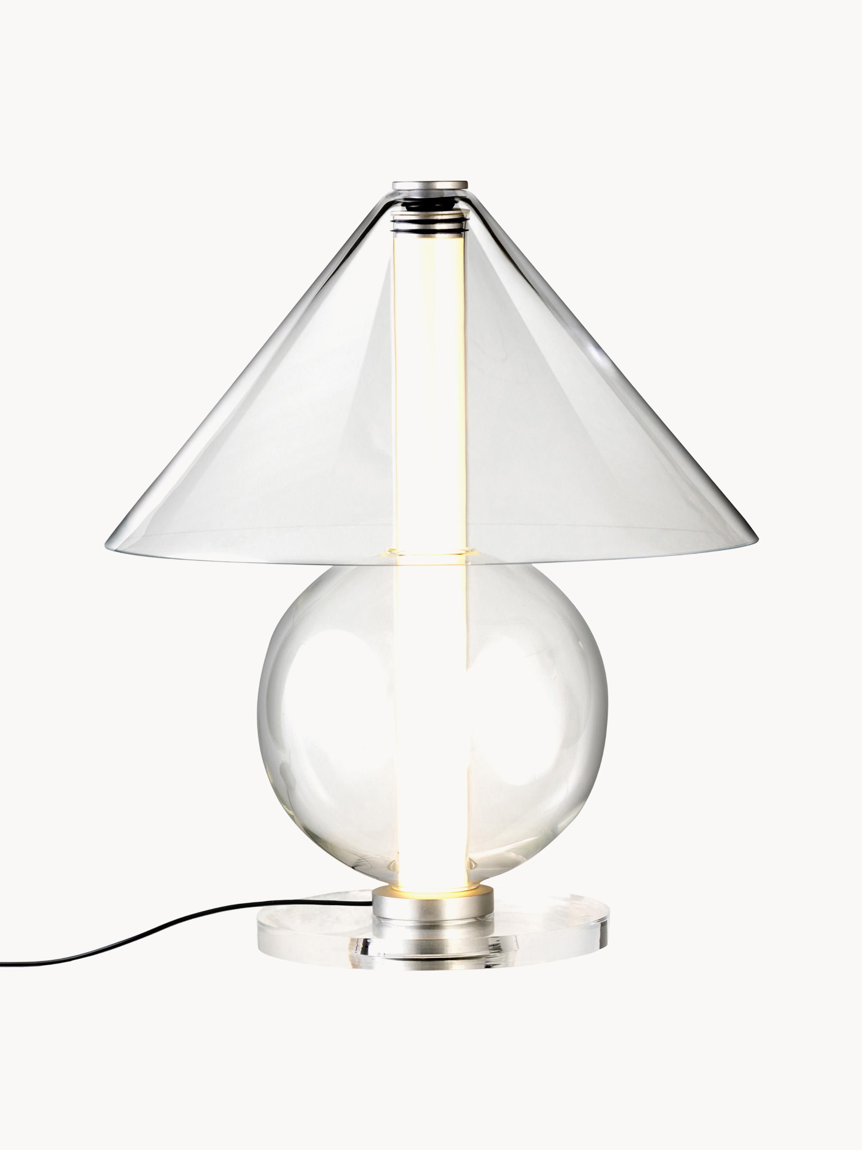 Lampe à poser LED soufflée bouche Damek, intensité ajustable - Transparent, argenté