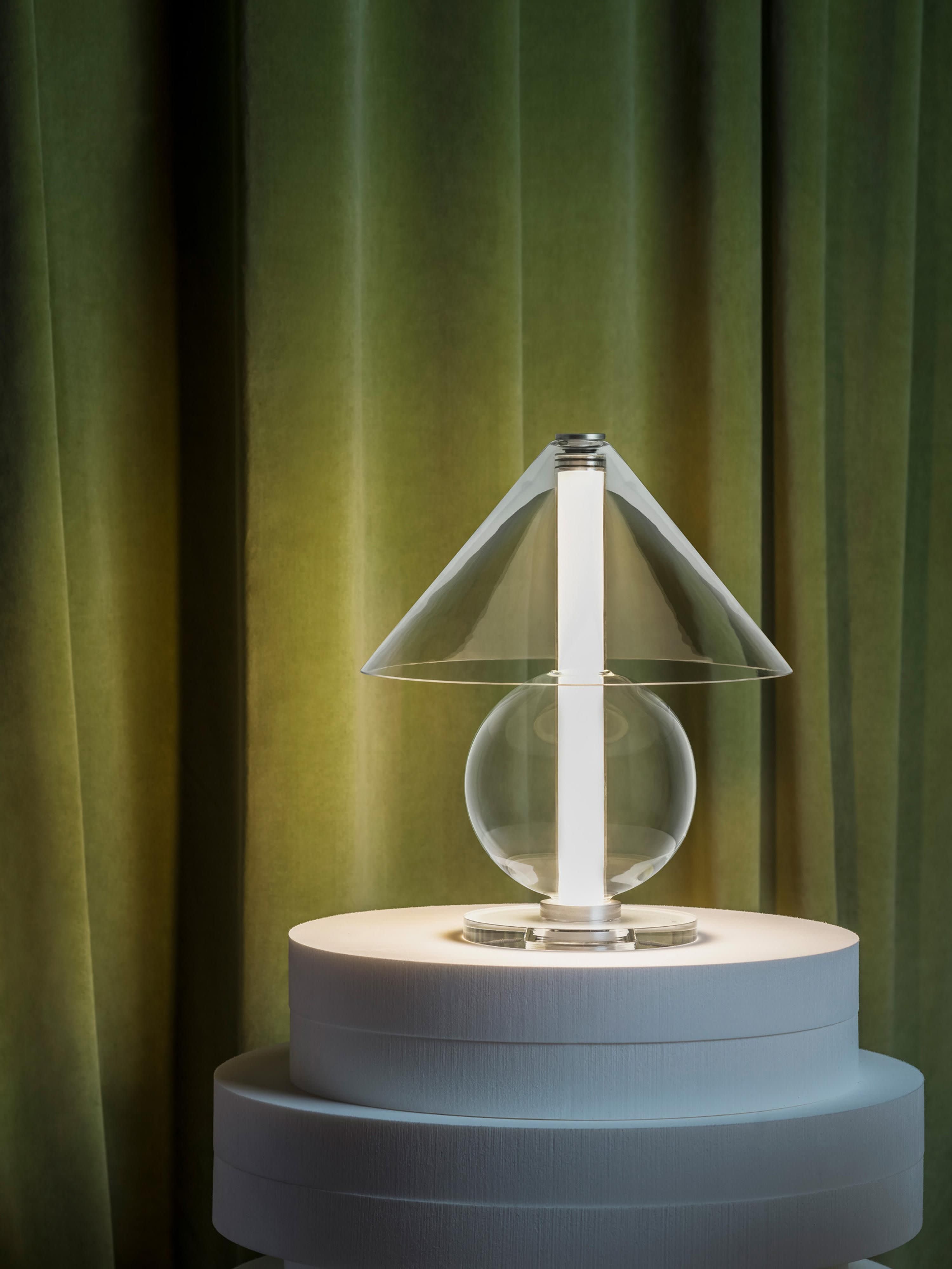 Lampe à poser LED soufflée bouche Damek, intensité ajustable - Transparent, argenté