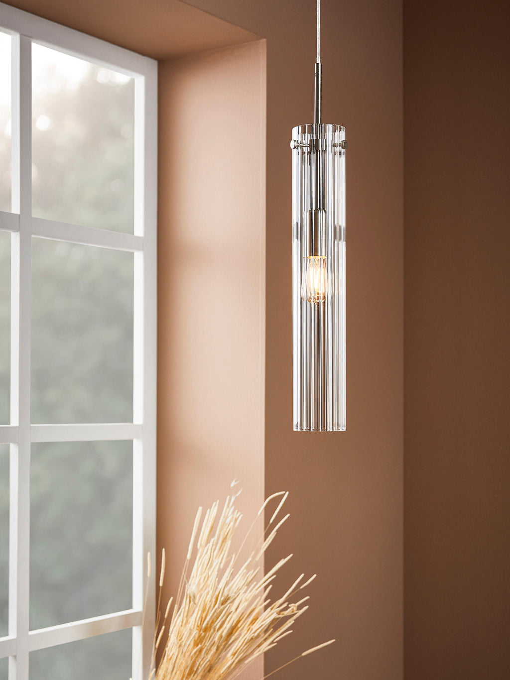 Petite suspension en verre Osku - Transparent, argenté