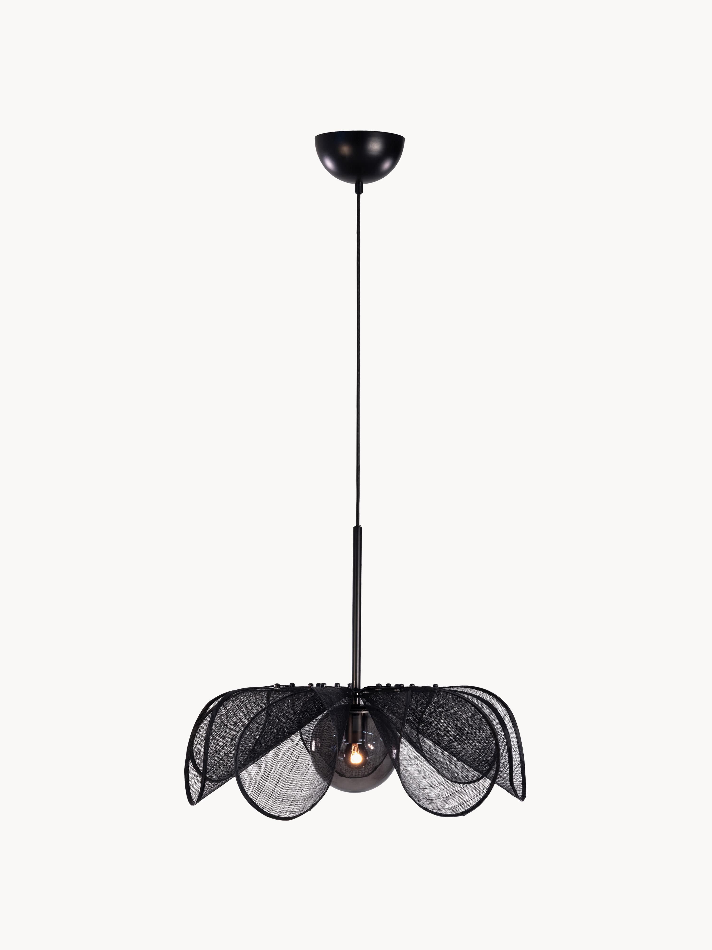 Grande suspension en fibres de bananier Sty - Noir