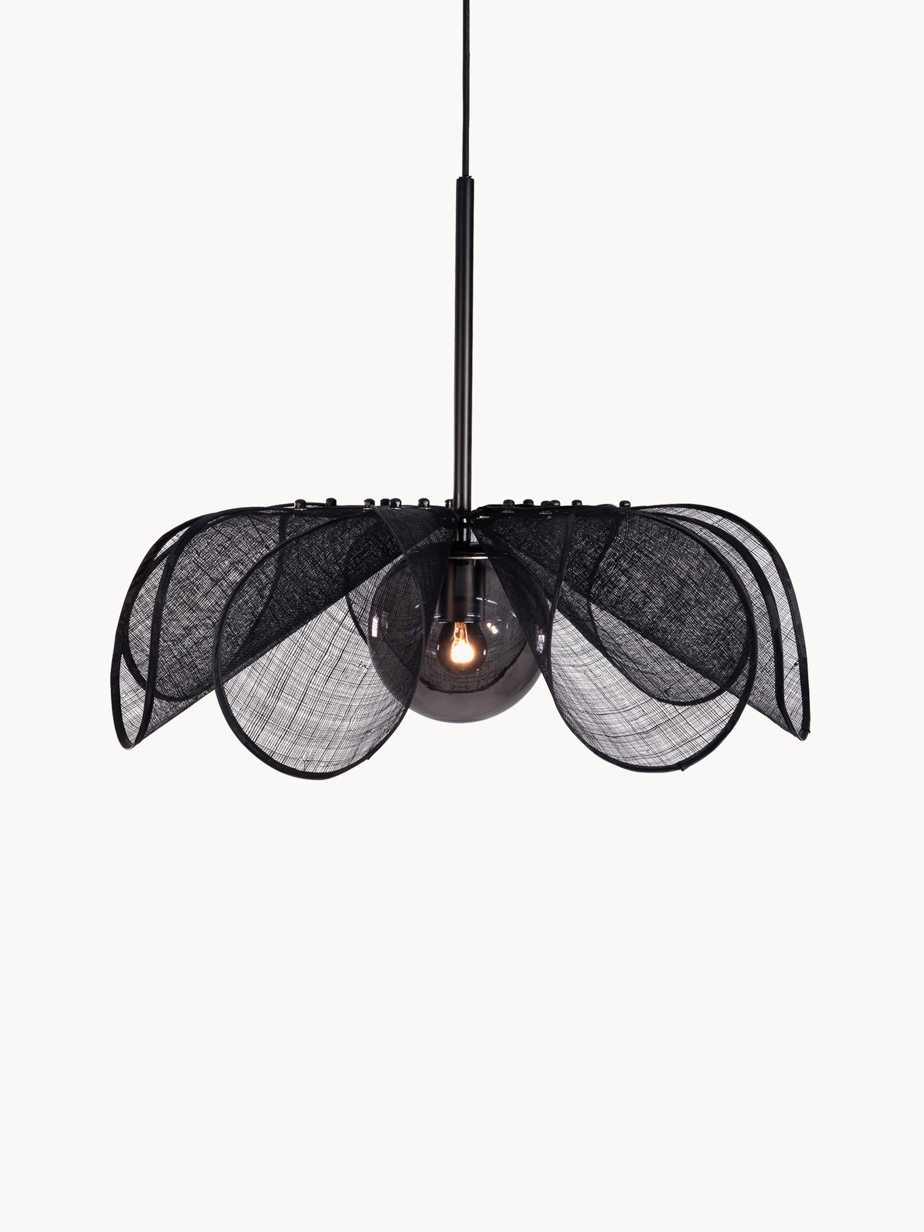 Grande suspension en fibres de bananier Sty - Noir