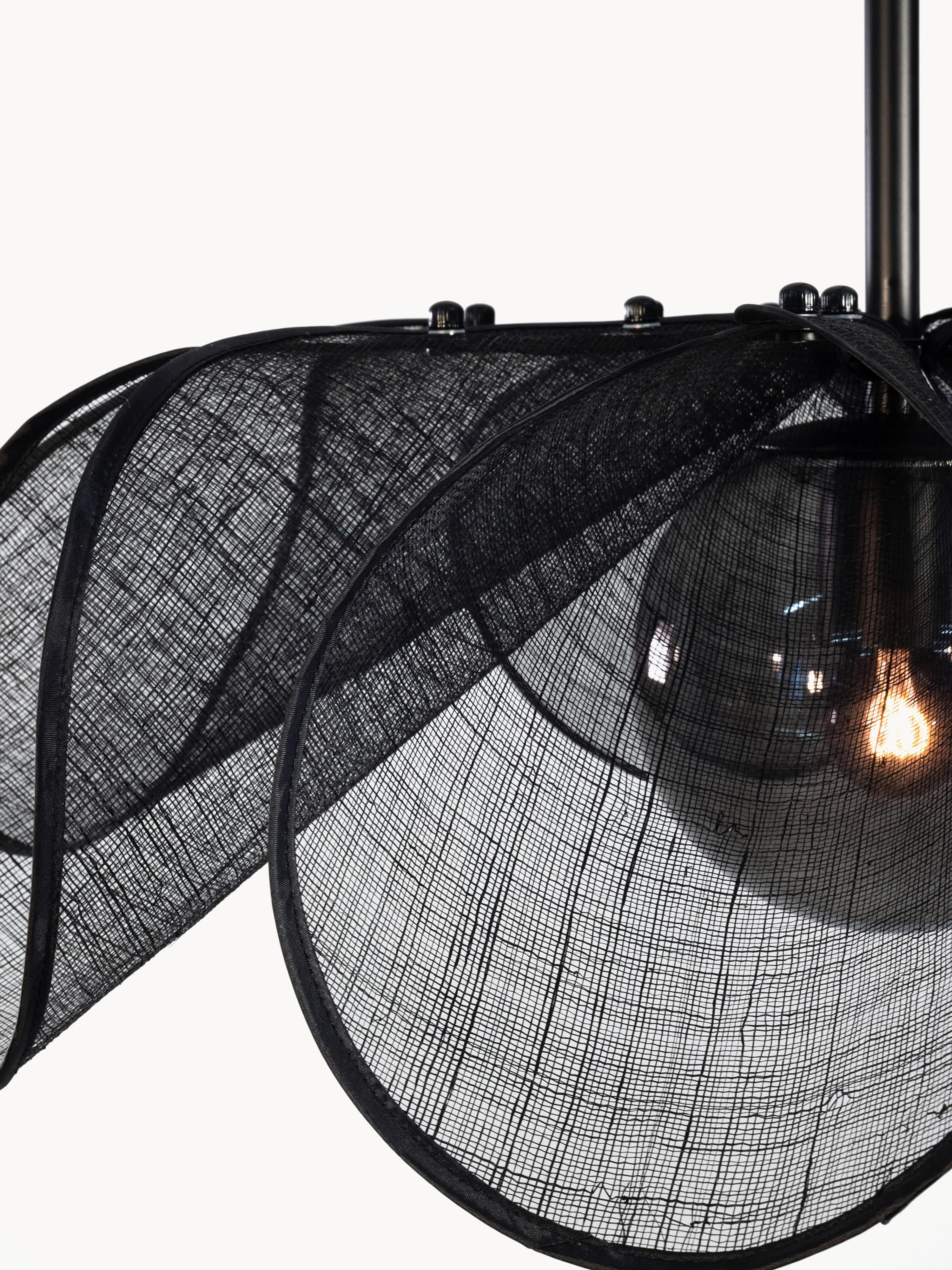 Grande suspension en fibres de bananier Sty - Noir