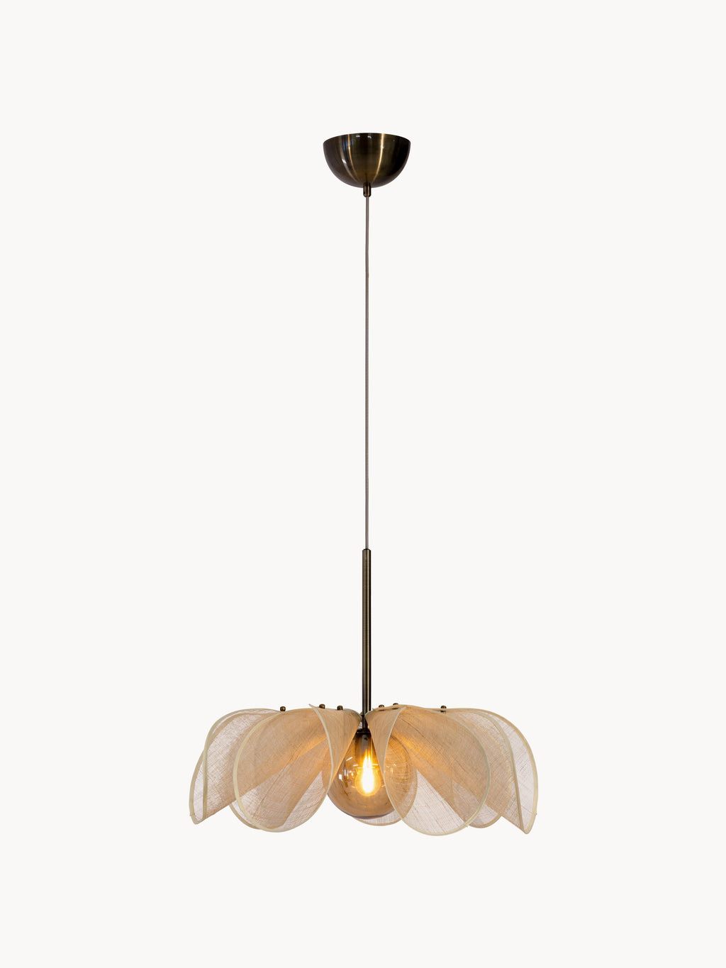 Grande suspension en fibres de bananier Sty - Beige clair, doré