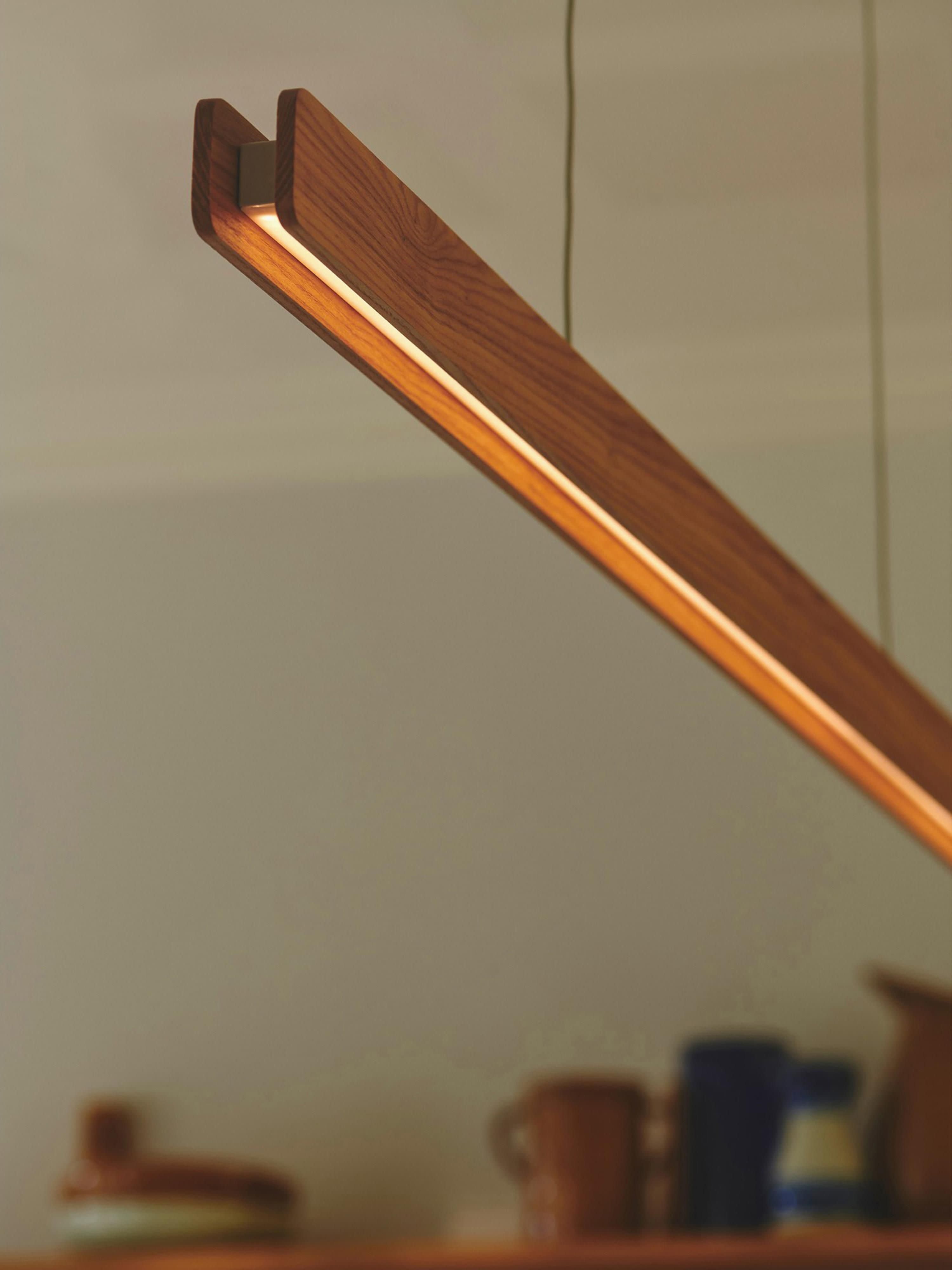 Grande suspension LED Staffan, intensité ajustable - Bois, blanc