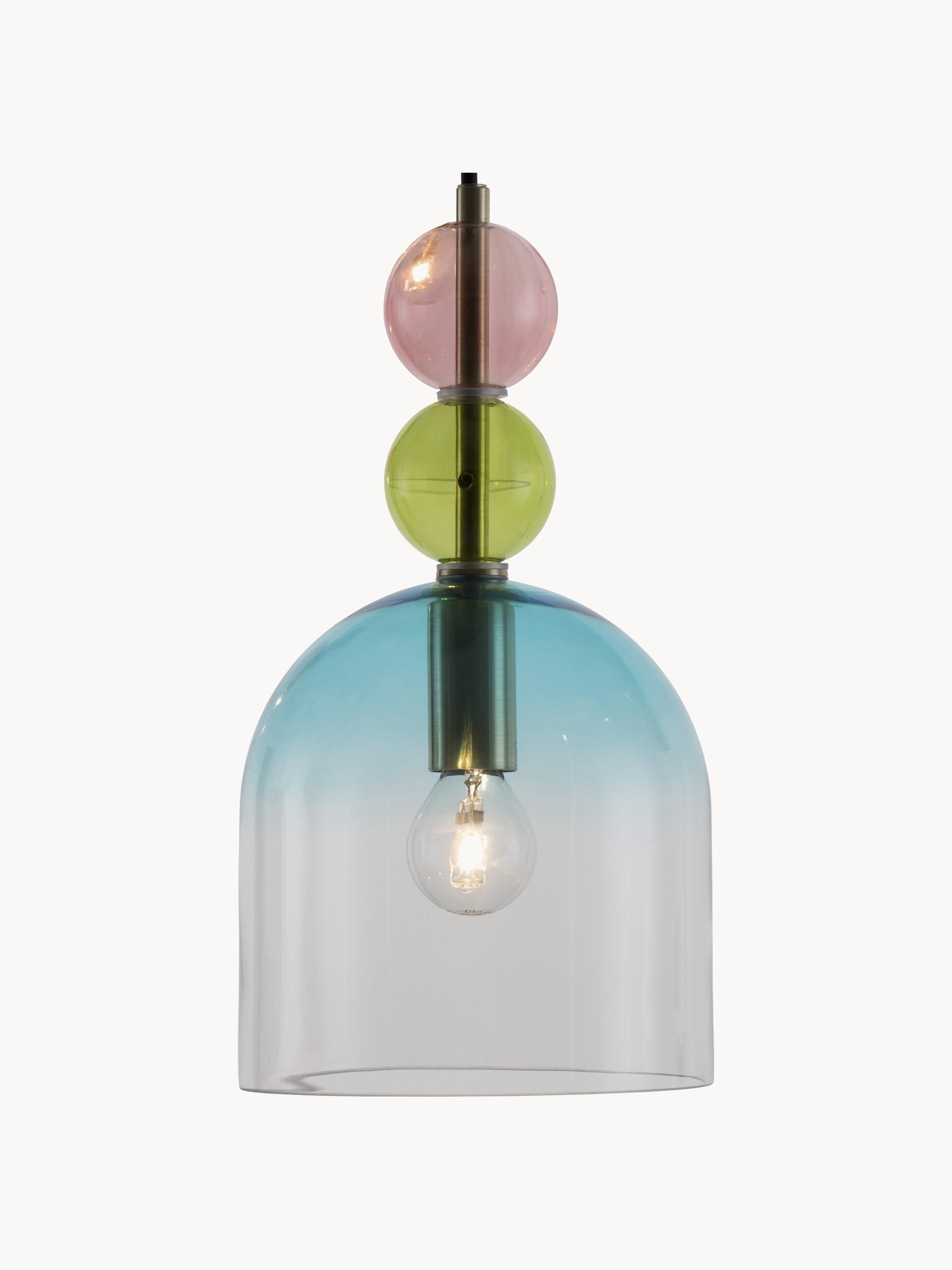 Suspension Fenrir, intensité variable - Tons verts, roses et bleus, transparent