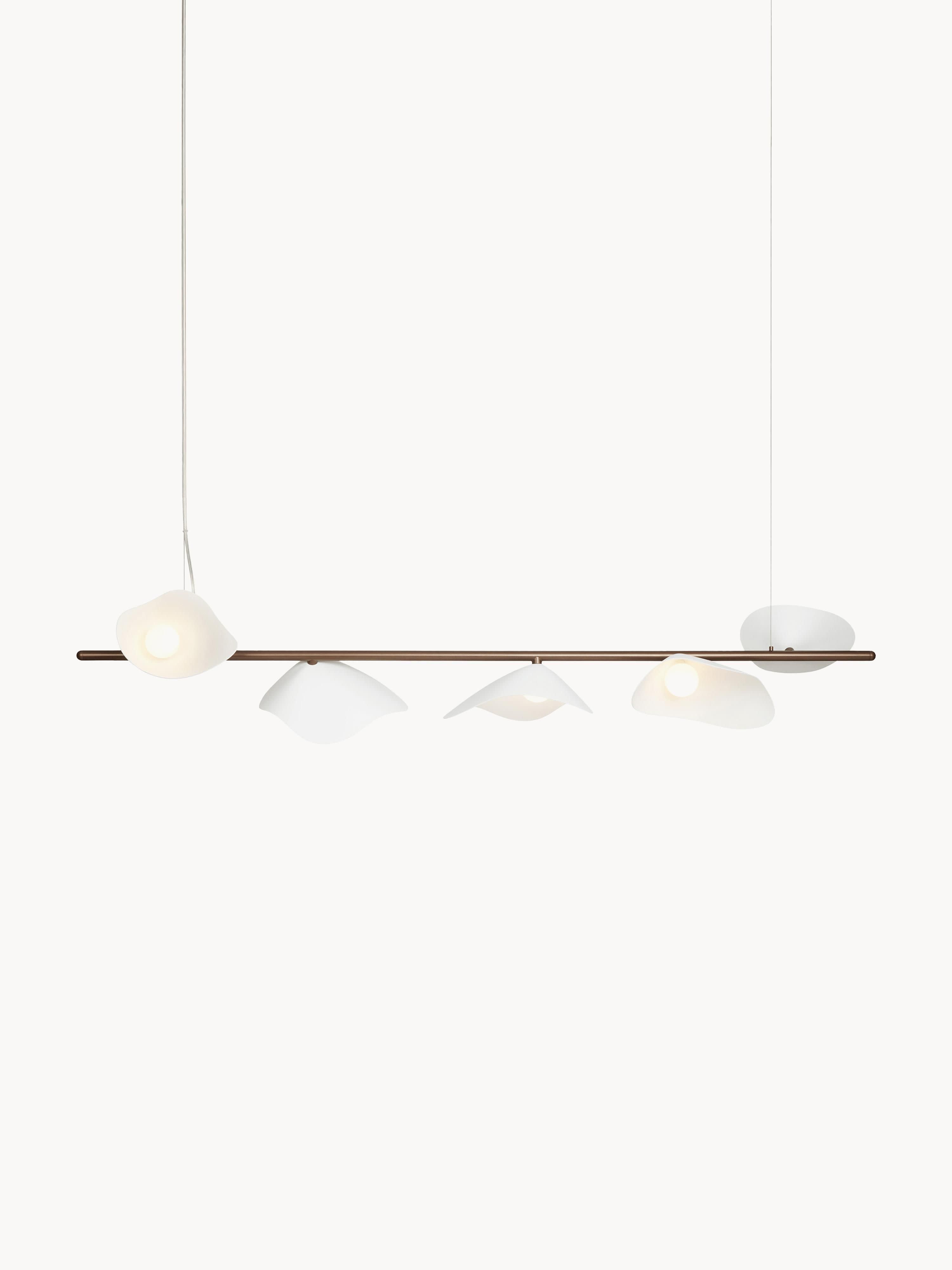 Grande suspension LED à intensité variable Warwick - Blanc, brun foncé