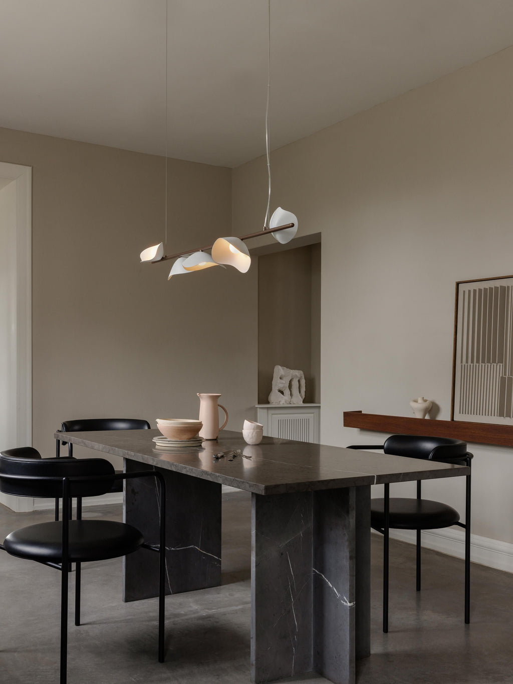 Grande suspension LED à intensité variable Warwick - Blanc, brun foncé