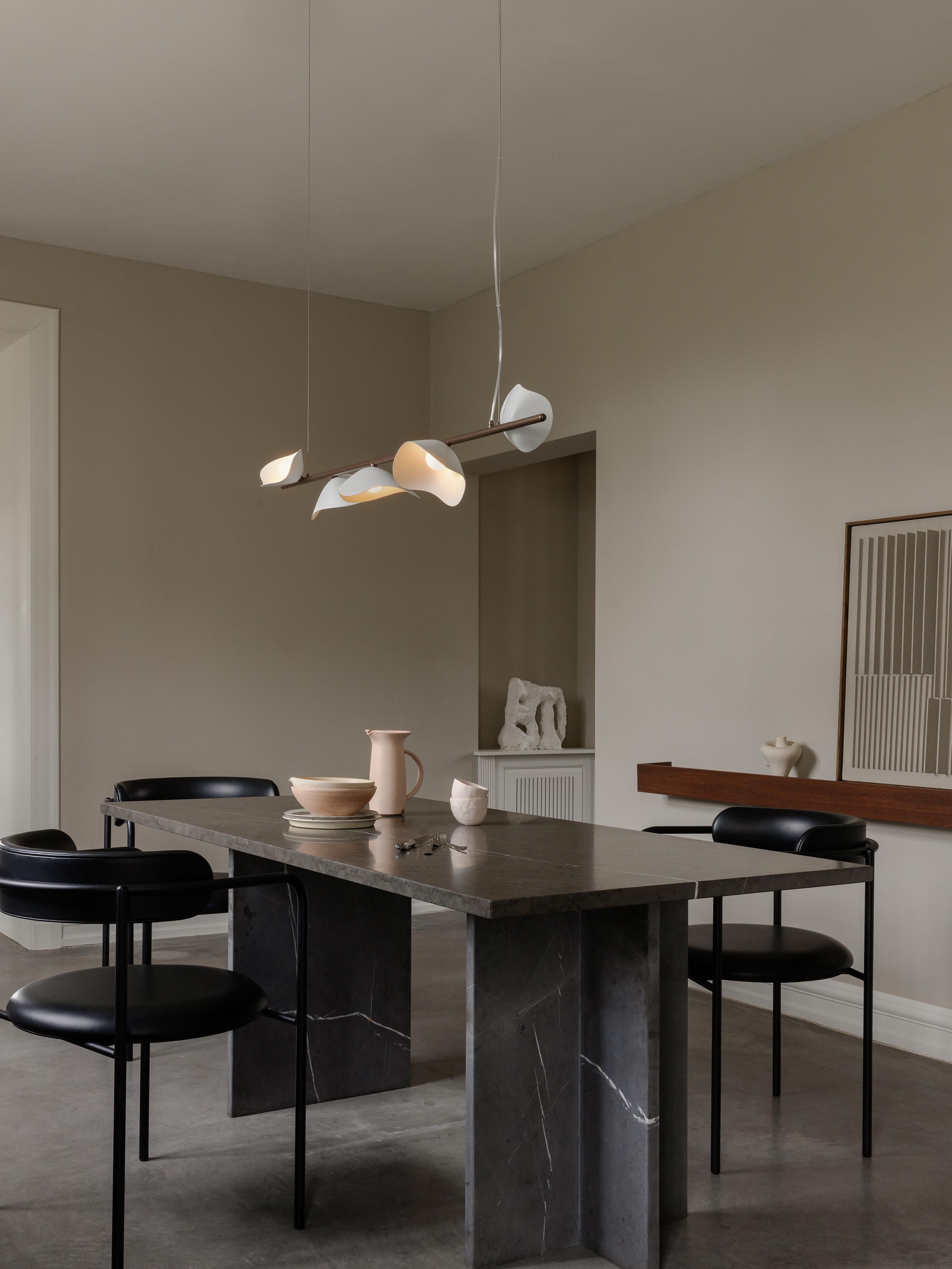 Grande suspension LED à intensité variable Warwick - Blanc, brun foncé