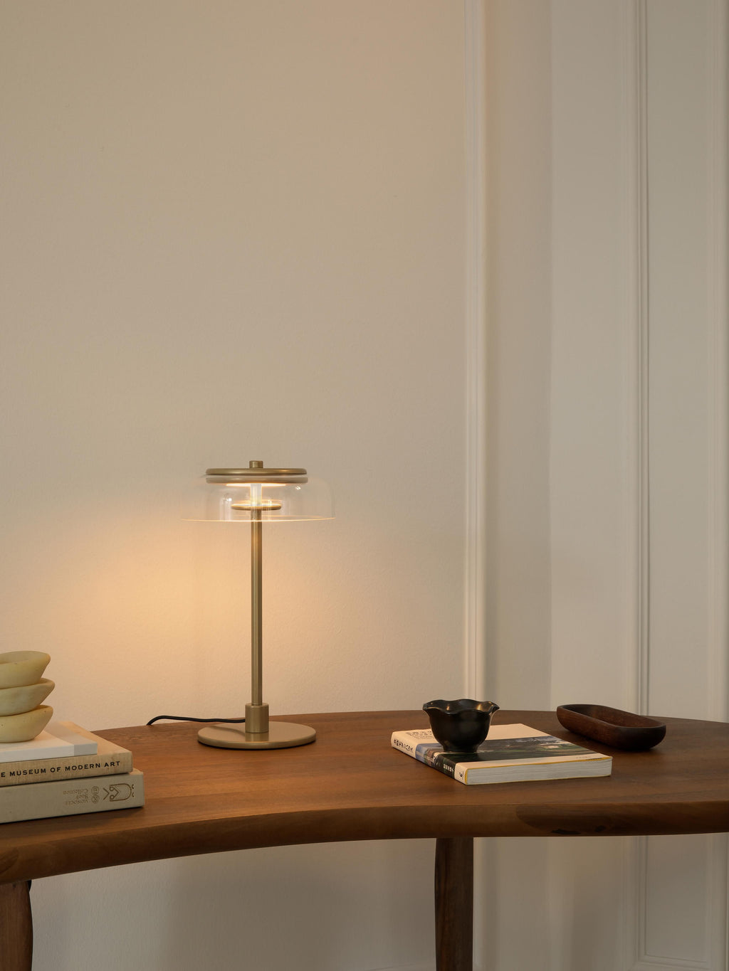 Petite lampe à poser LED soufflée bouche Boe, intensité ajustable - Doré, transparent