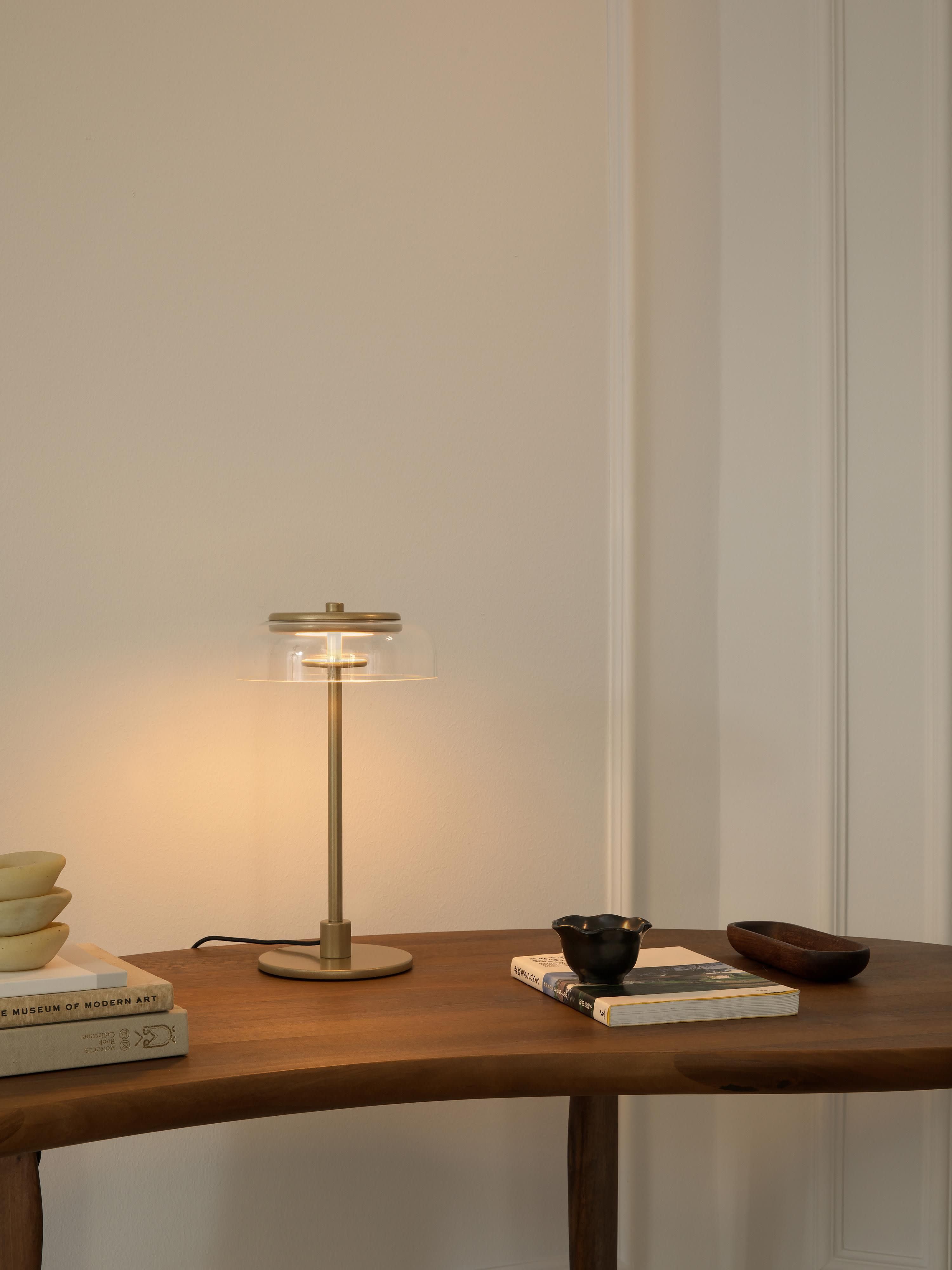 Petite lampe à poser LED soufflée bouche Boe, intensité ajustable - Doré, transparent
