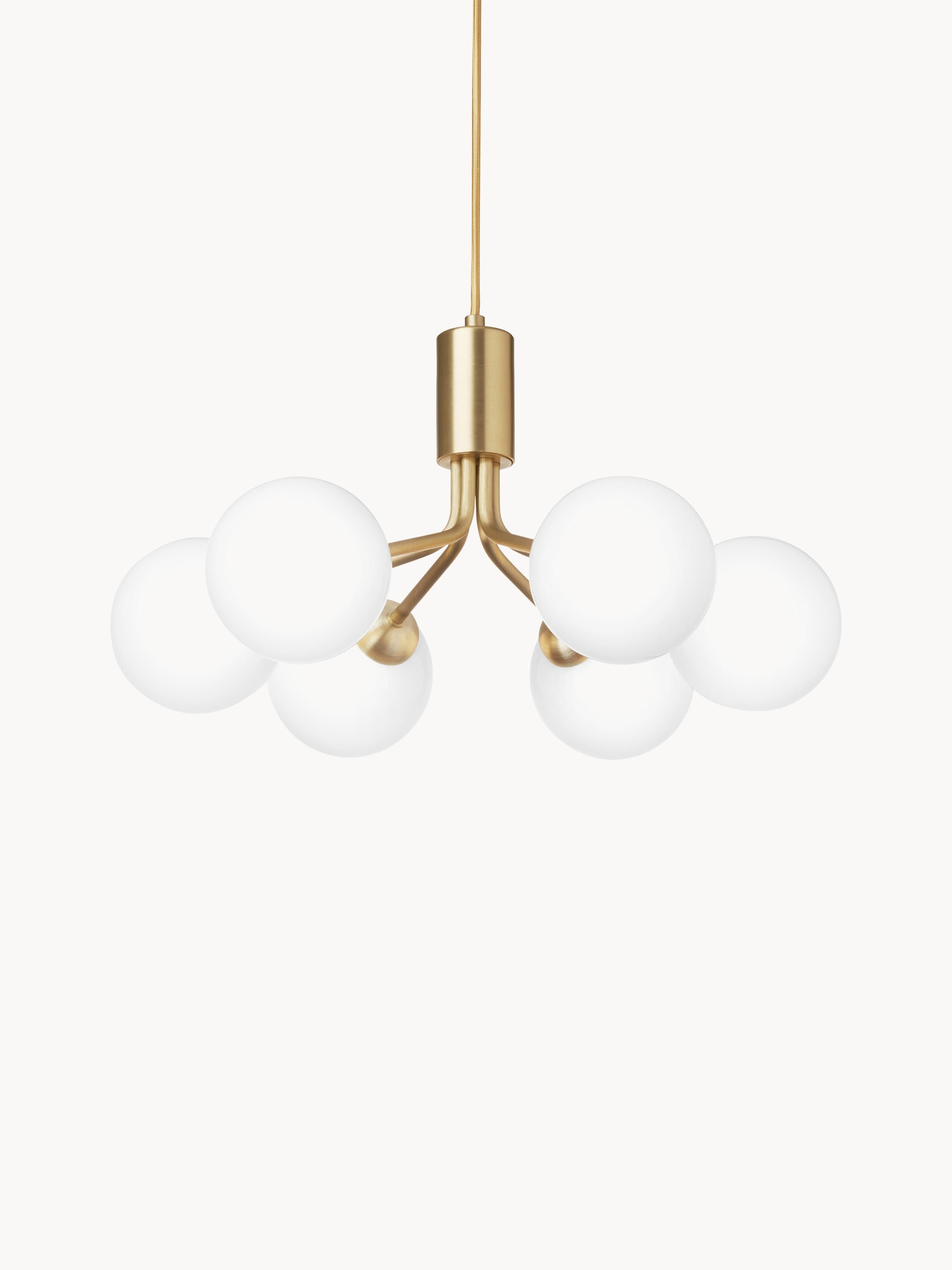 Suspension à boule de verre Keane - Doré, blanc