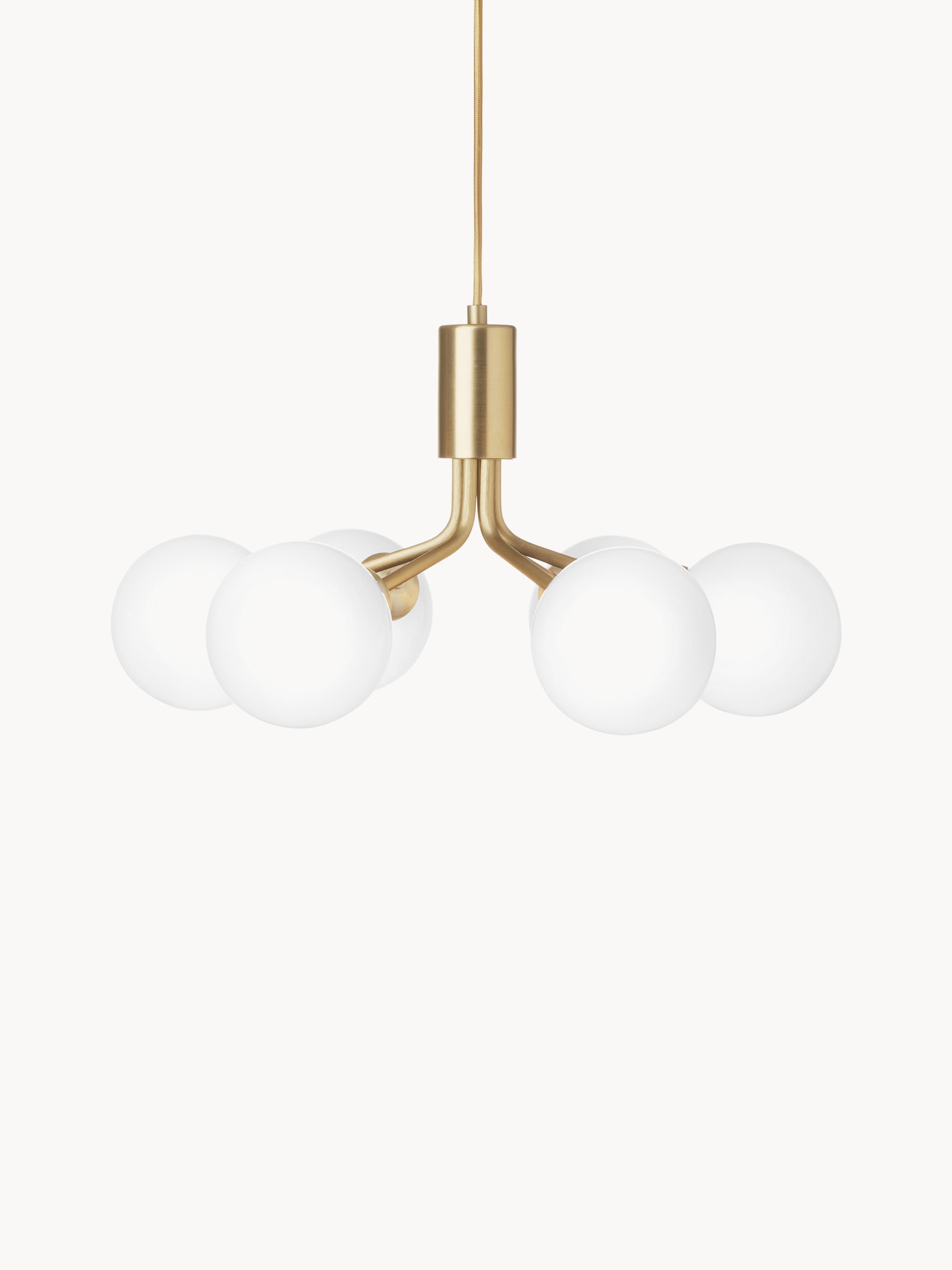 Suspension à boule de verre Keane - Doré, blanc