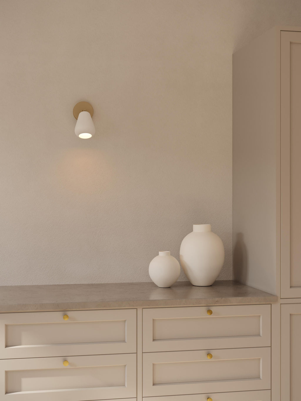Petite applique murale Kennet - Blanc, doré