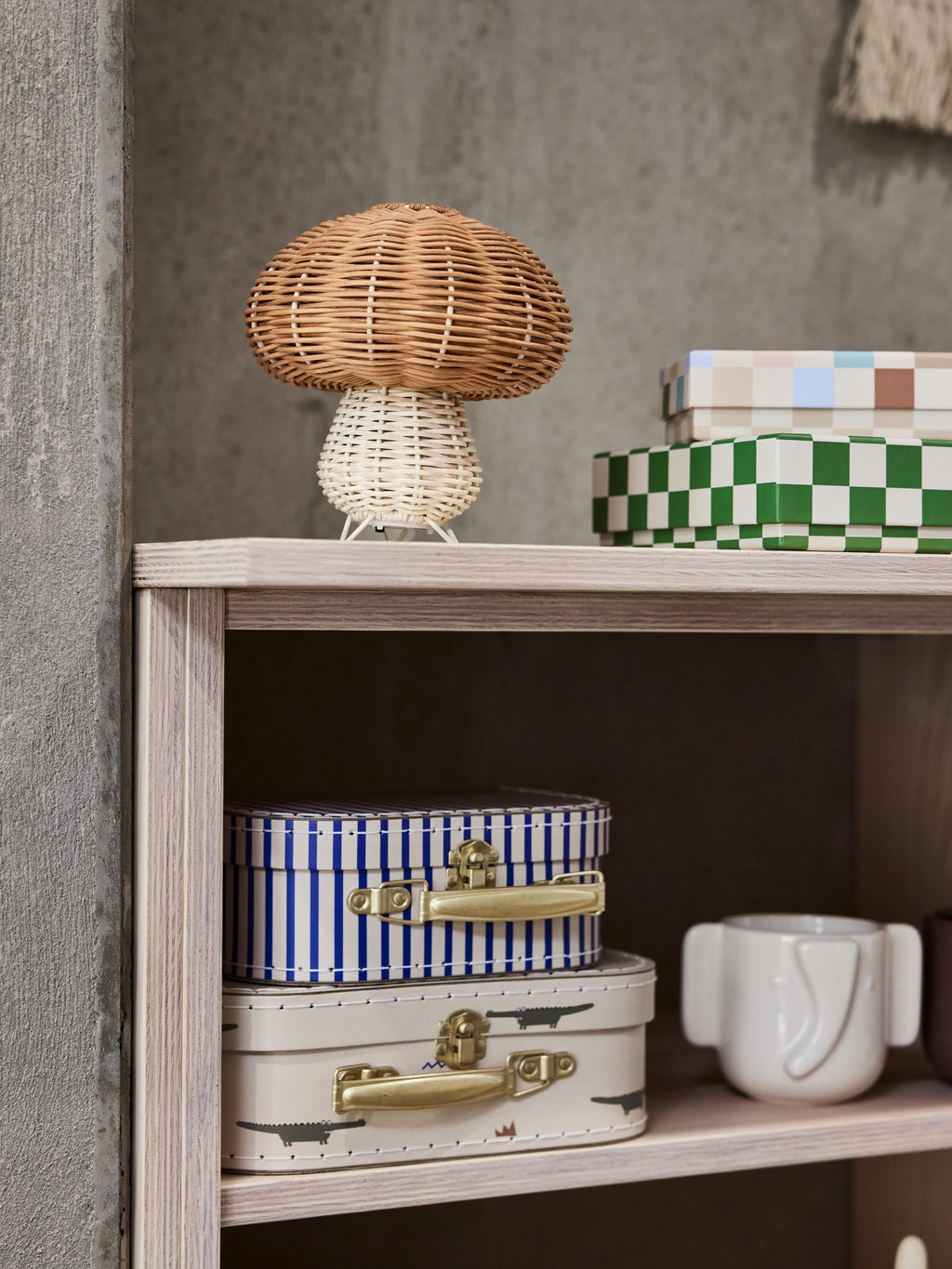 Lampe à poser artisanale en rotin Eyvindur - Beige clair, brun clair