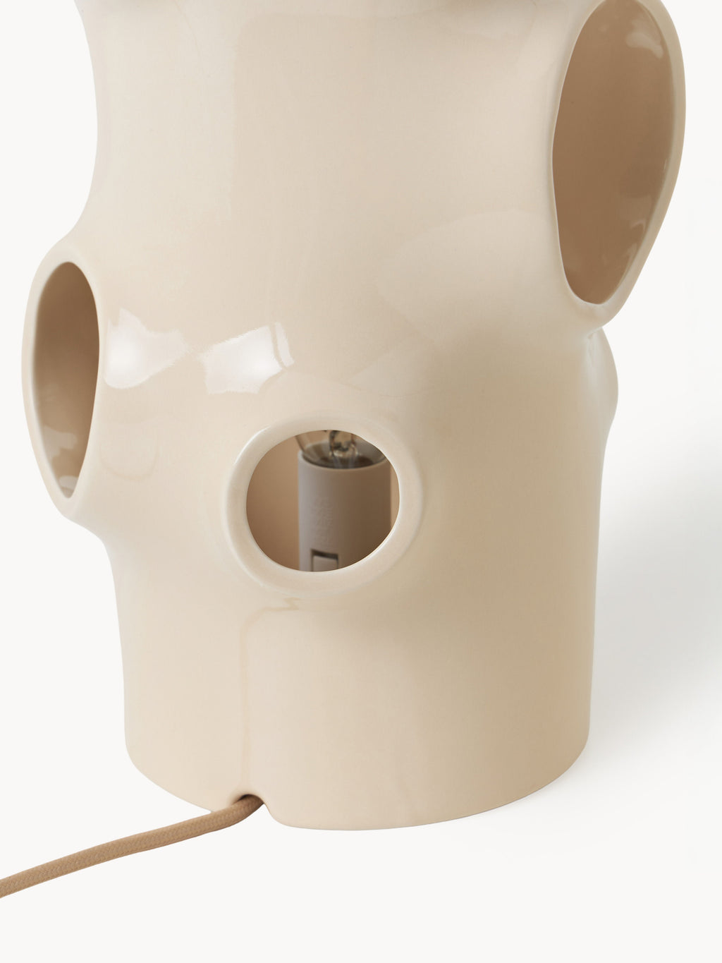 Petite lampe à poser artisanale Sigurd - Beige clair