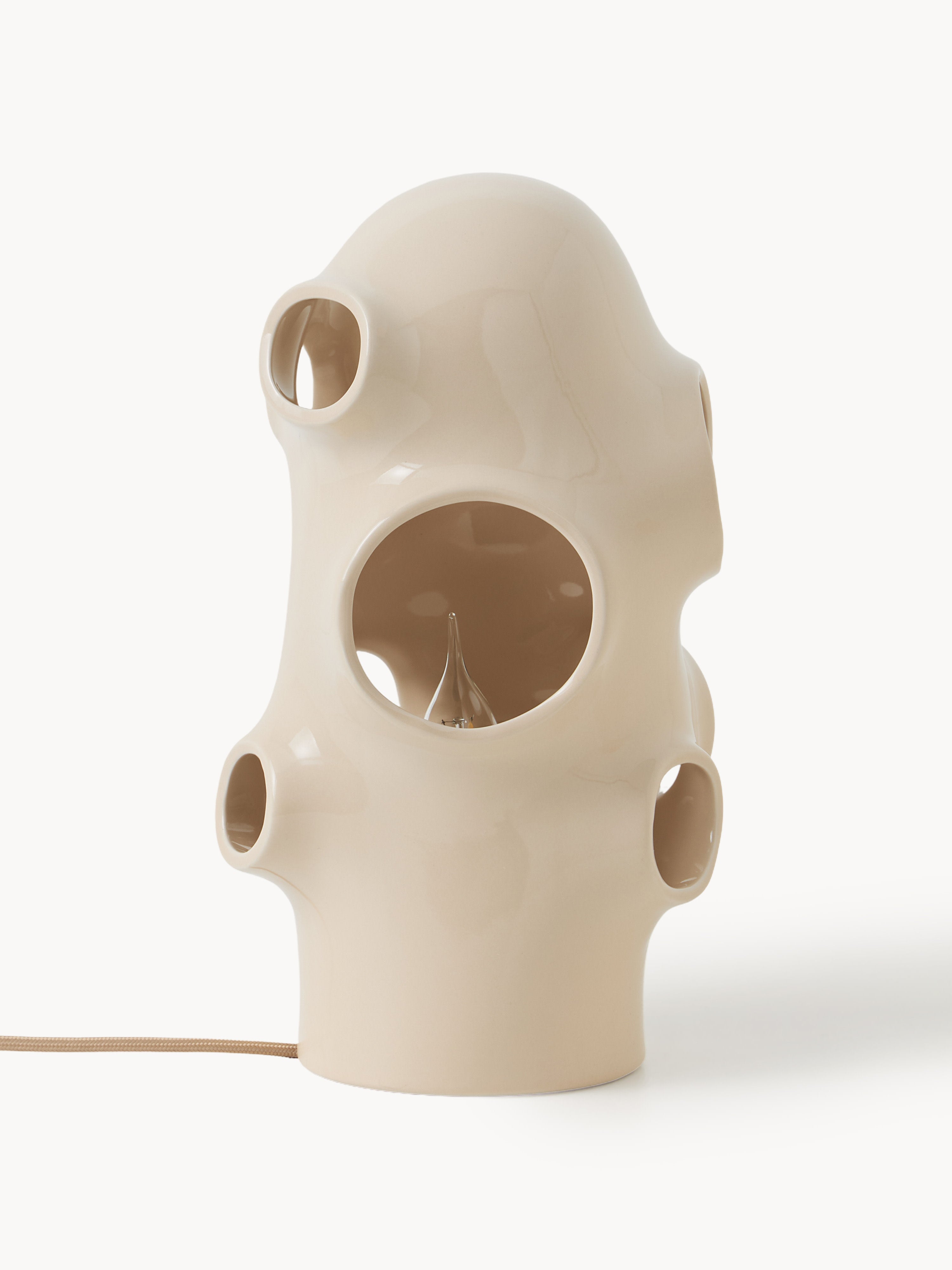 Petite lampe à poser artisanale Sigurd - Beige clair