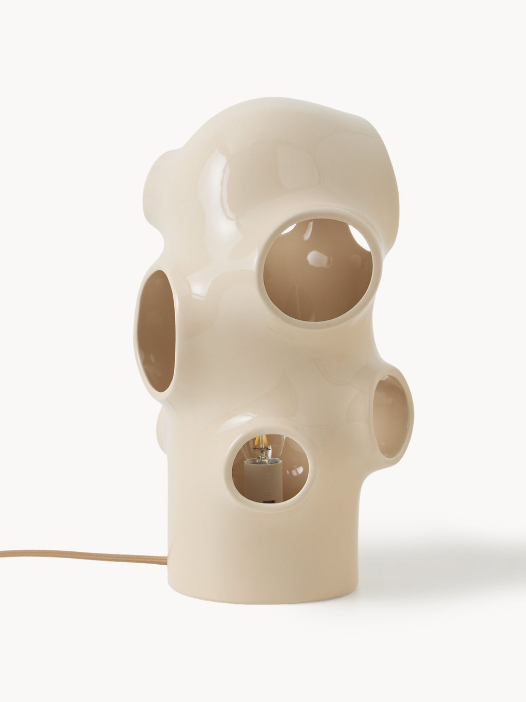 Petite lampe à poser artisanale Sigurd - Beige clair