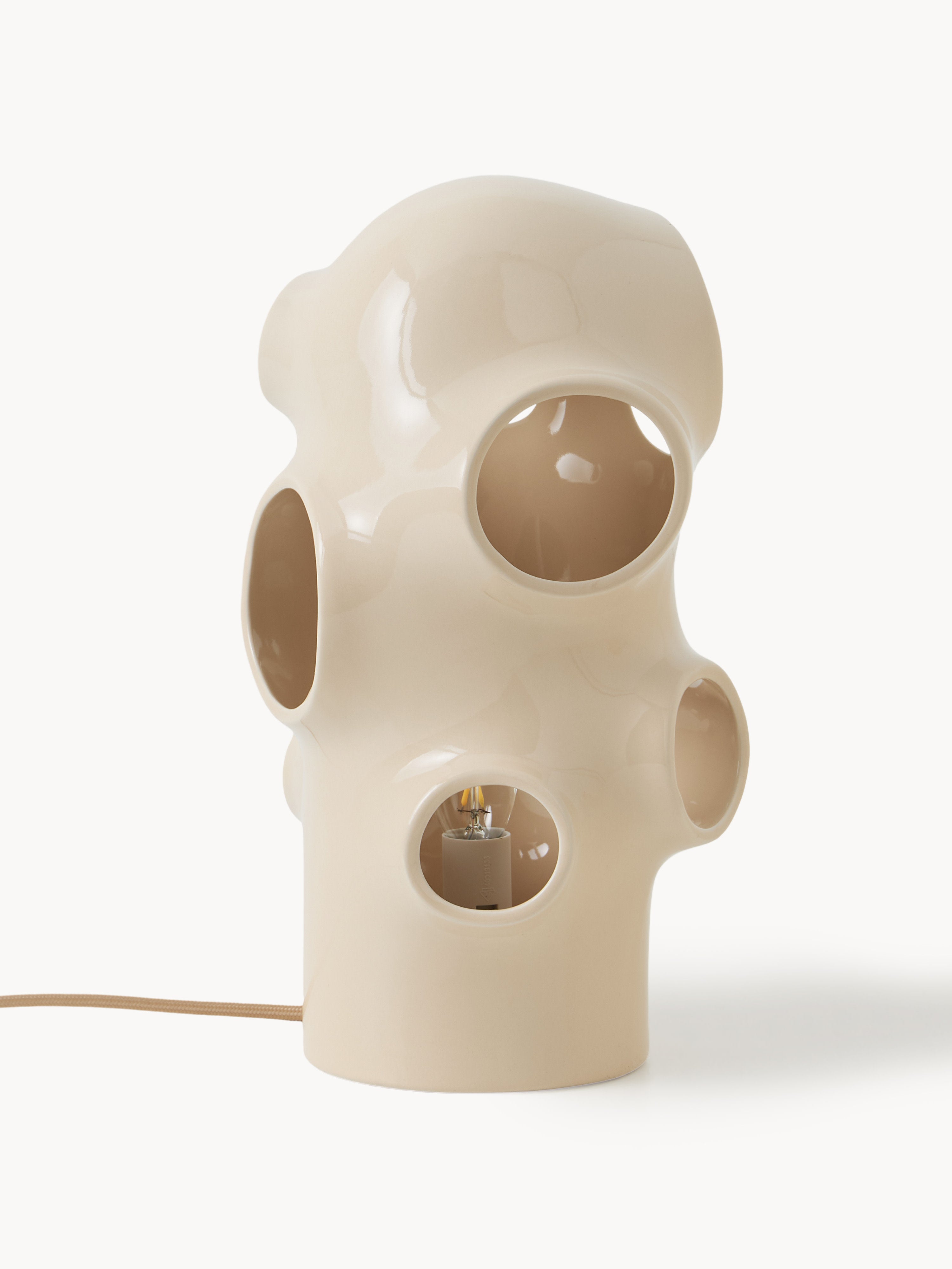 Petite lampe à poser artisanale Sigurd - Beige clair