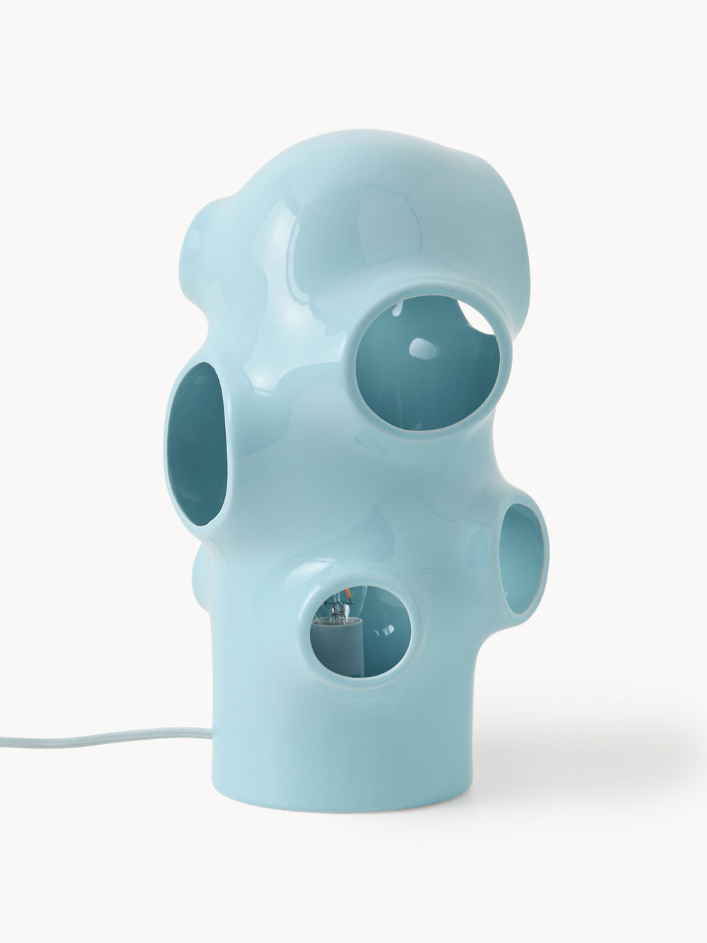 Petite lampe à poser artisanale Sigurd - Bleu ciel
