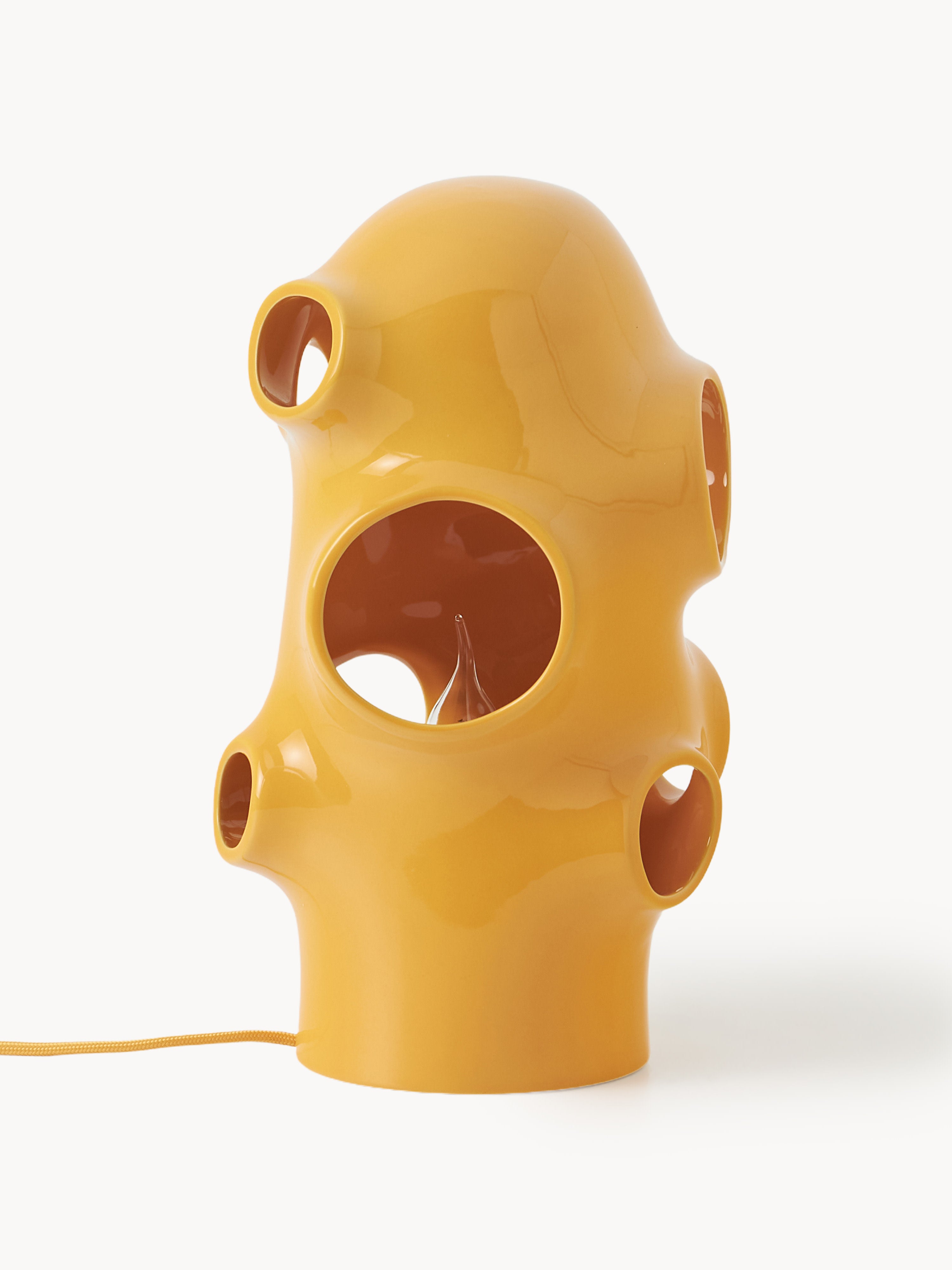 Petite lampe à poser artisanale Sigurd - Jaune moutarde