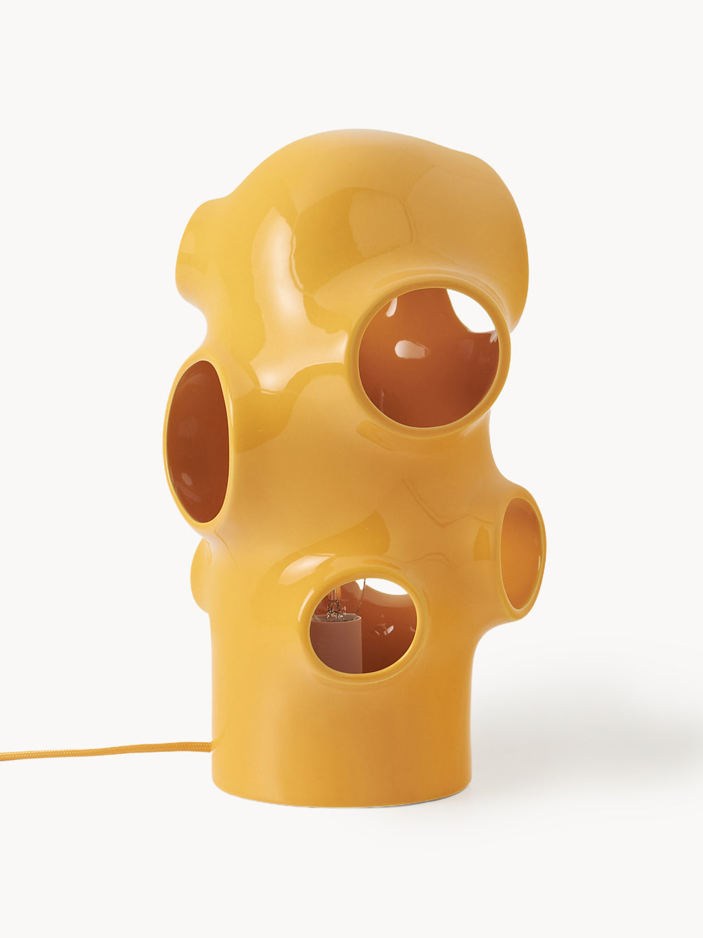 Petite lampe à poser artisanale Sigurd - Jaune moutarde