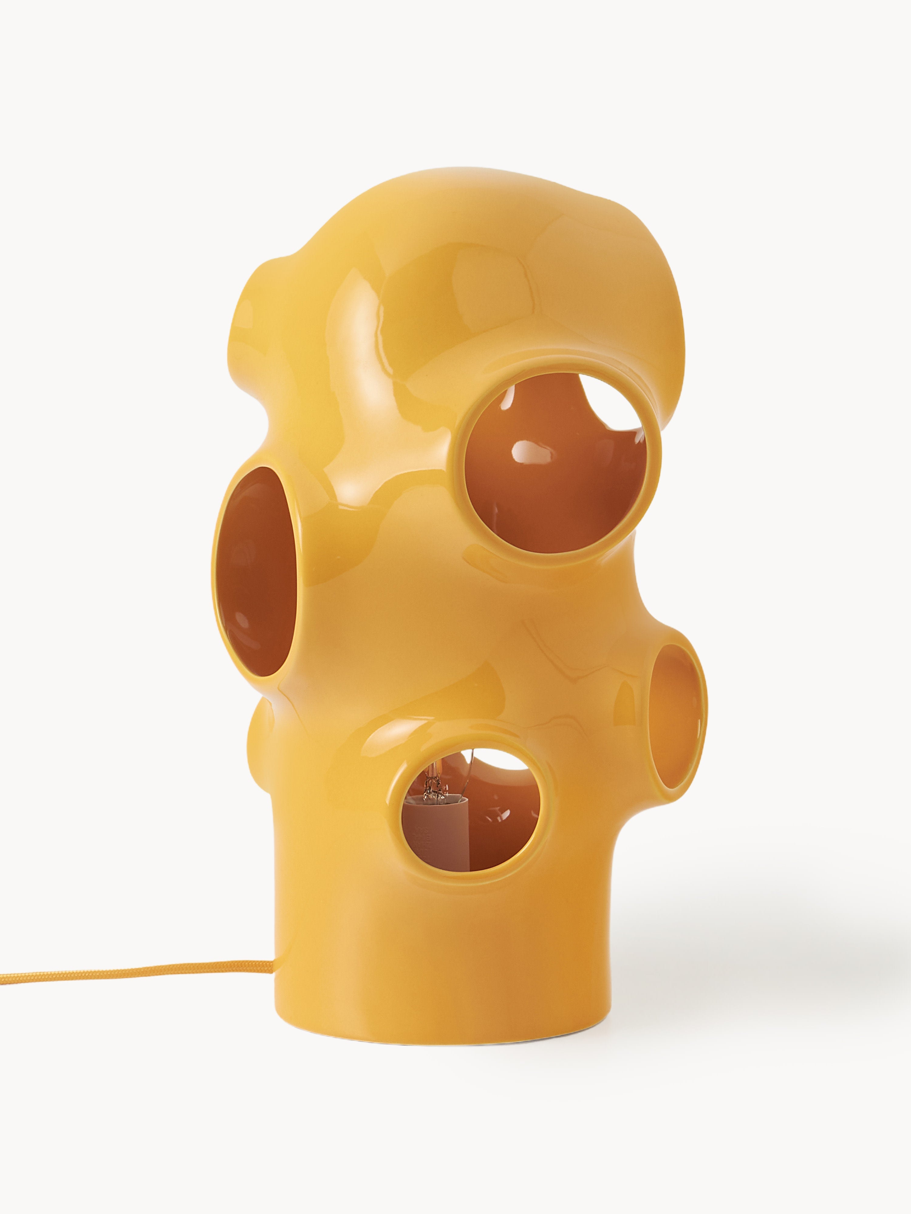 Petite lampe à poser artisanale Sigurd - Jaune moutarde