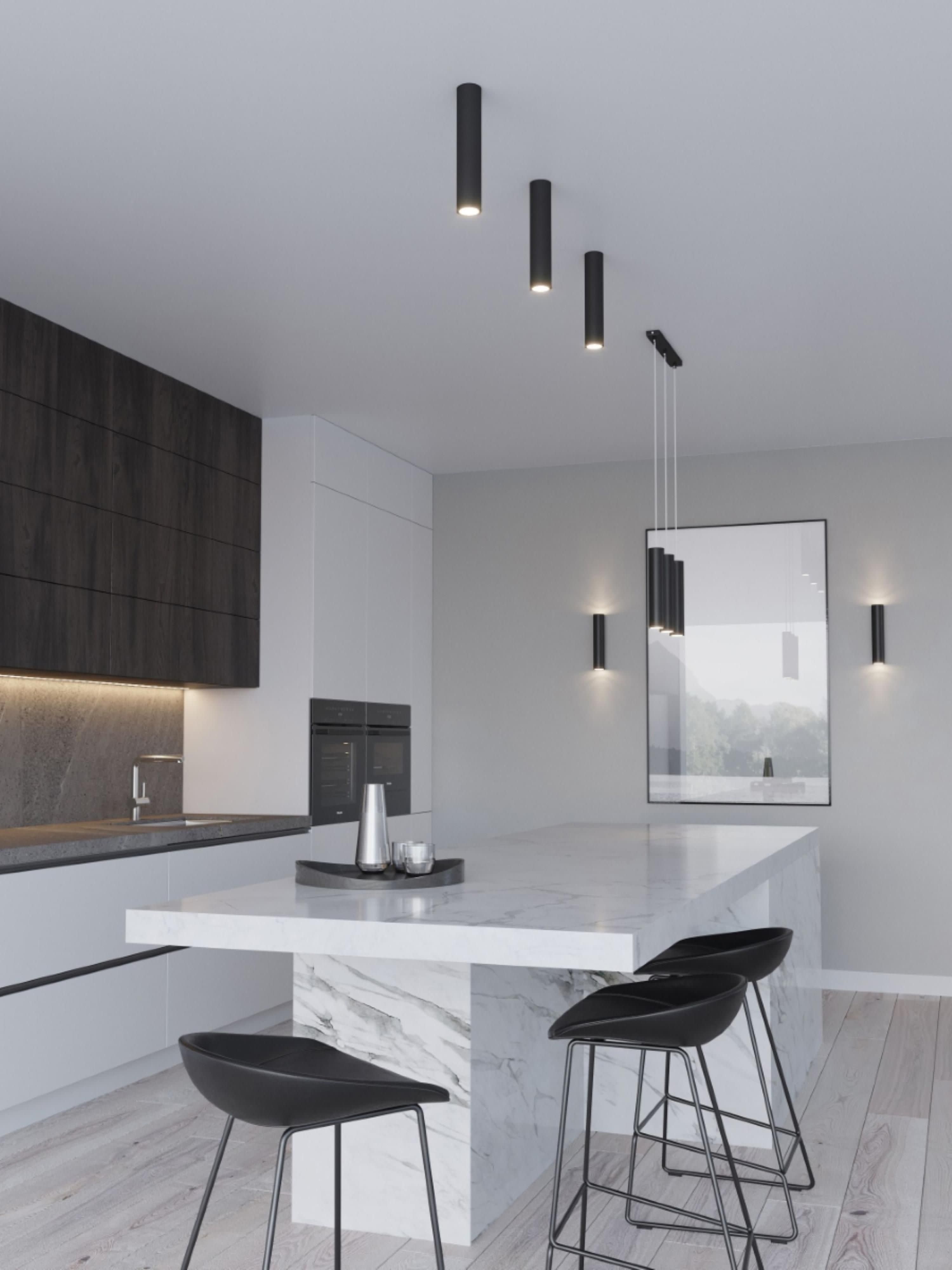 Petit plafonnier Otis, haut. 30 cm - Noir, mat